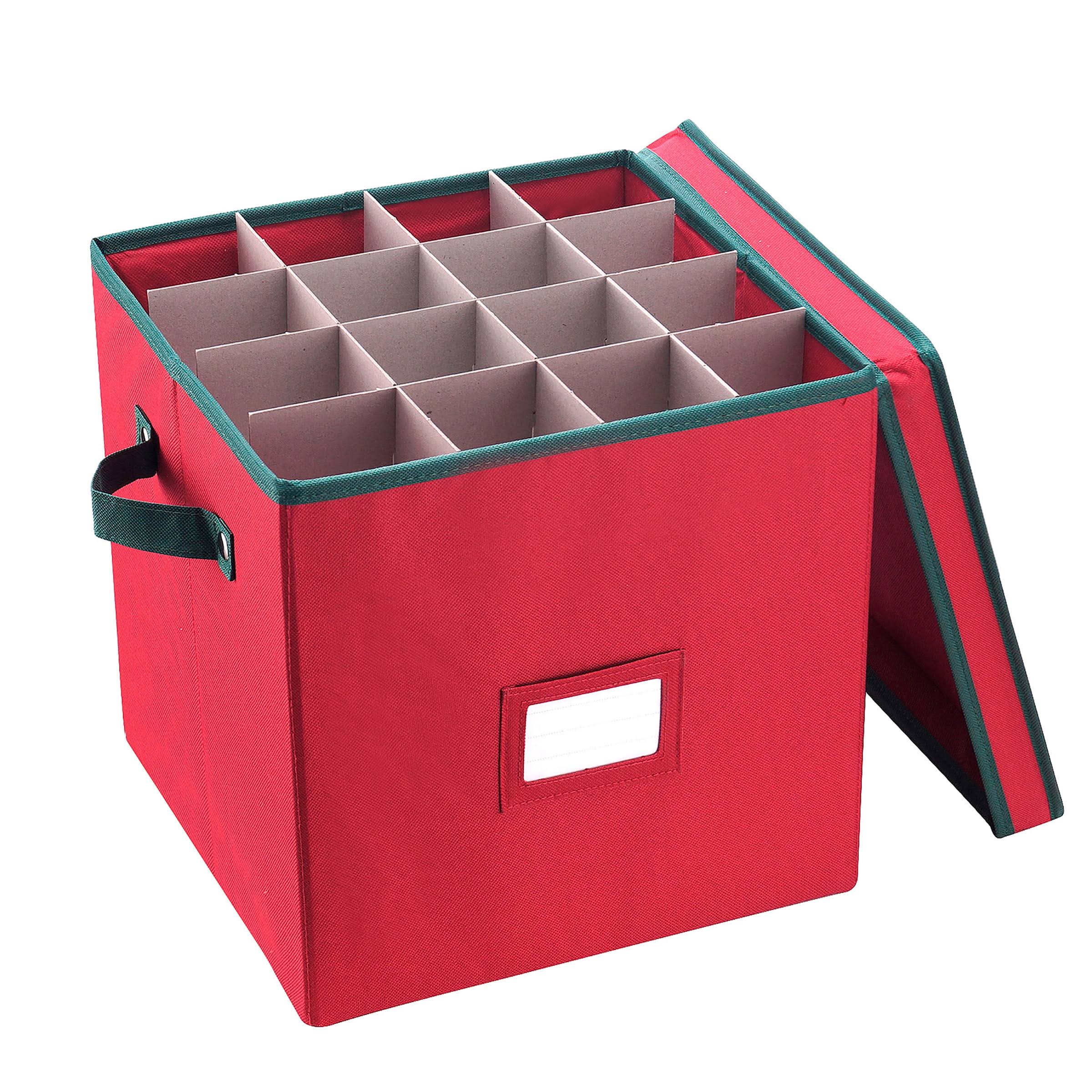 Elf Stor Ornament Storage Chest with Dividers - Holds 64 Balls Red