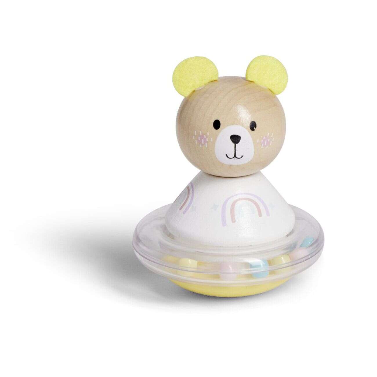 Hochet bois et plastique Ø8xH8,6cm - 3 modèles