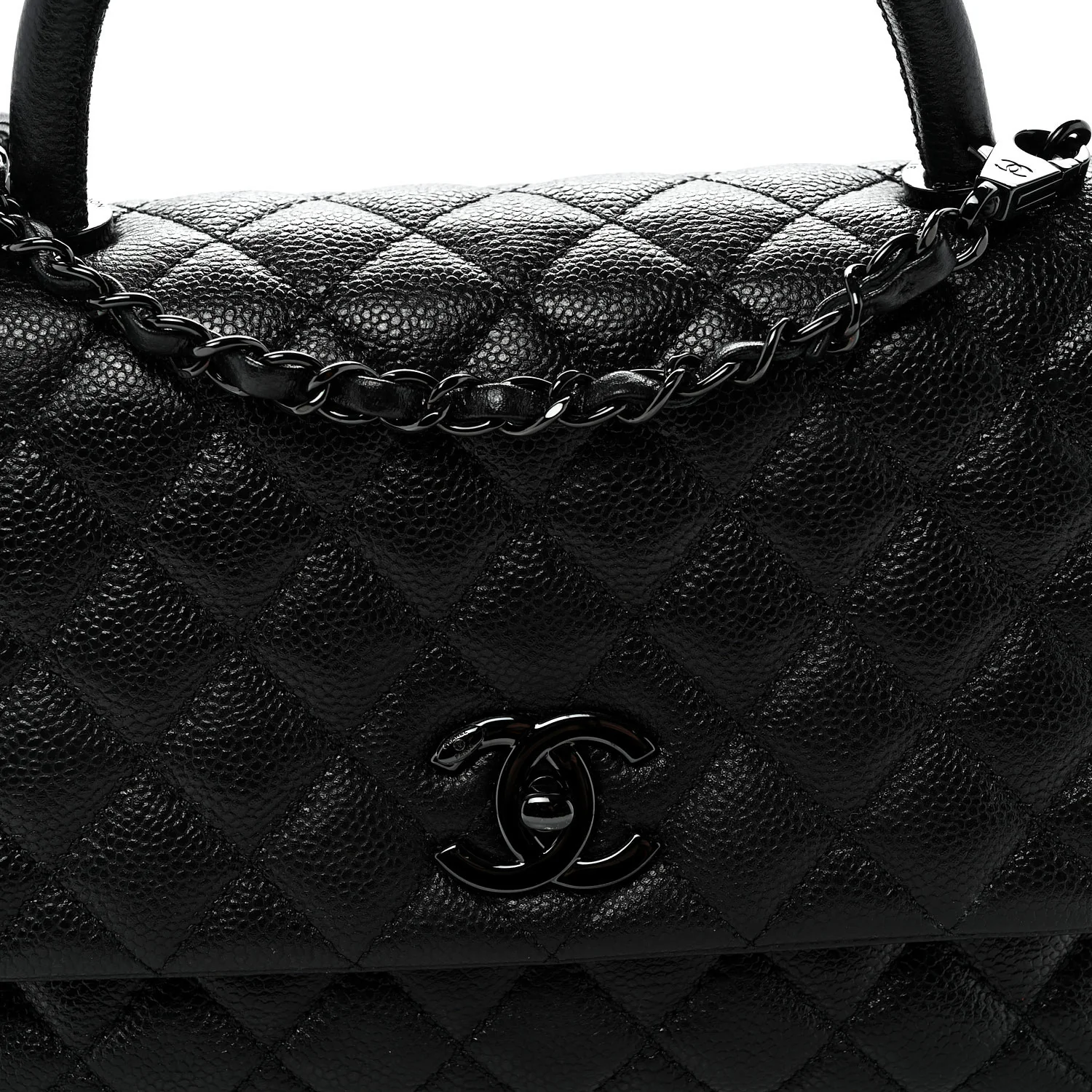 Caviar Quilted Small Coco Handle Flap So Black