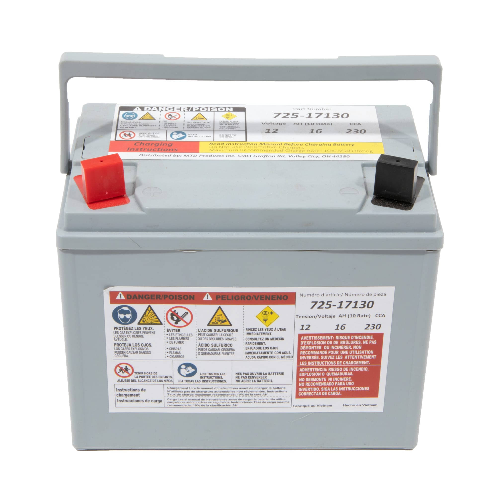 MTD Parts 12-Volt Absorbent Glass Mat (AGM) Battery - 230 CCA