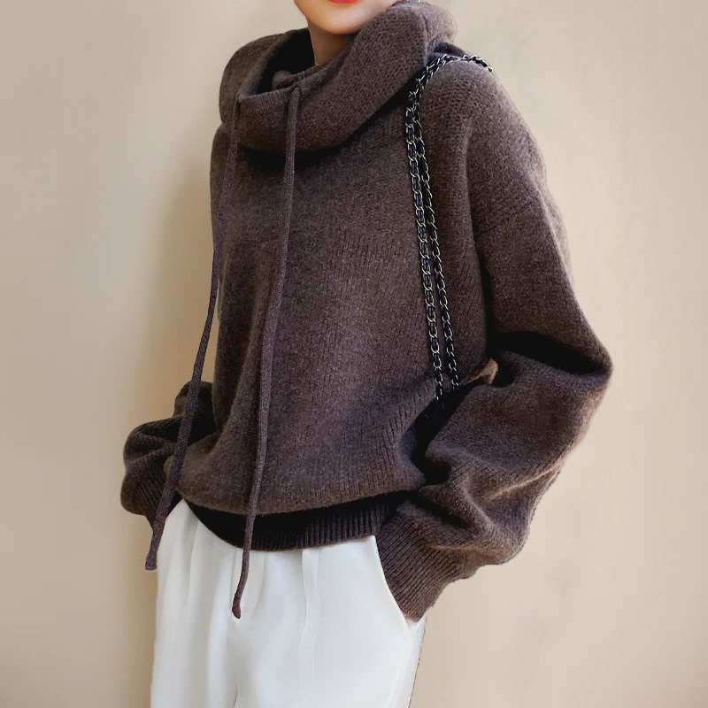Pull à col roulé en laine mérinos pour femme