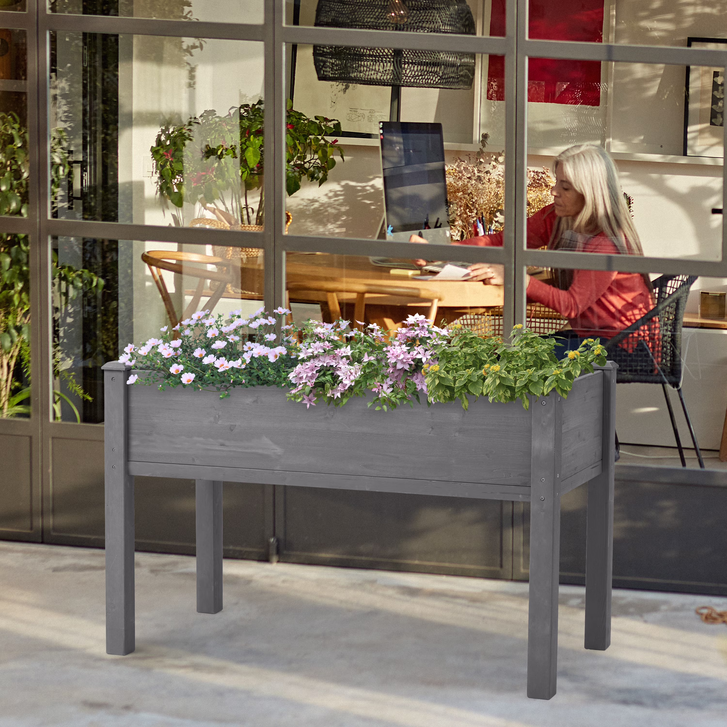 Segmart Planter Box with Legs, Outdoor Wood Elevated Garden Bed, Elevated Garden Bed for Vegetables Flower Herb Patio, SS2243
