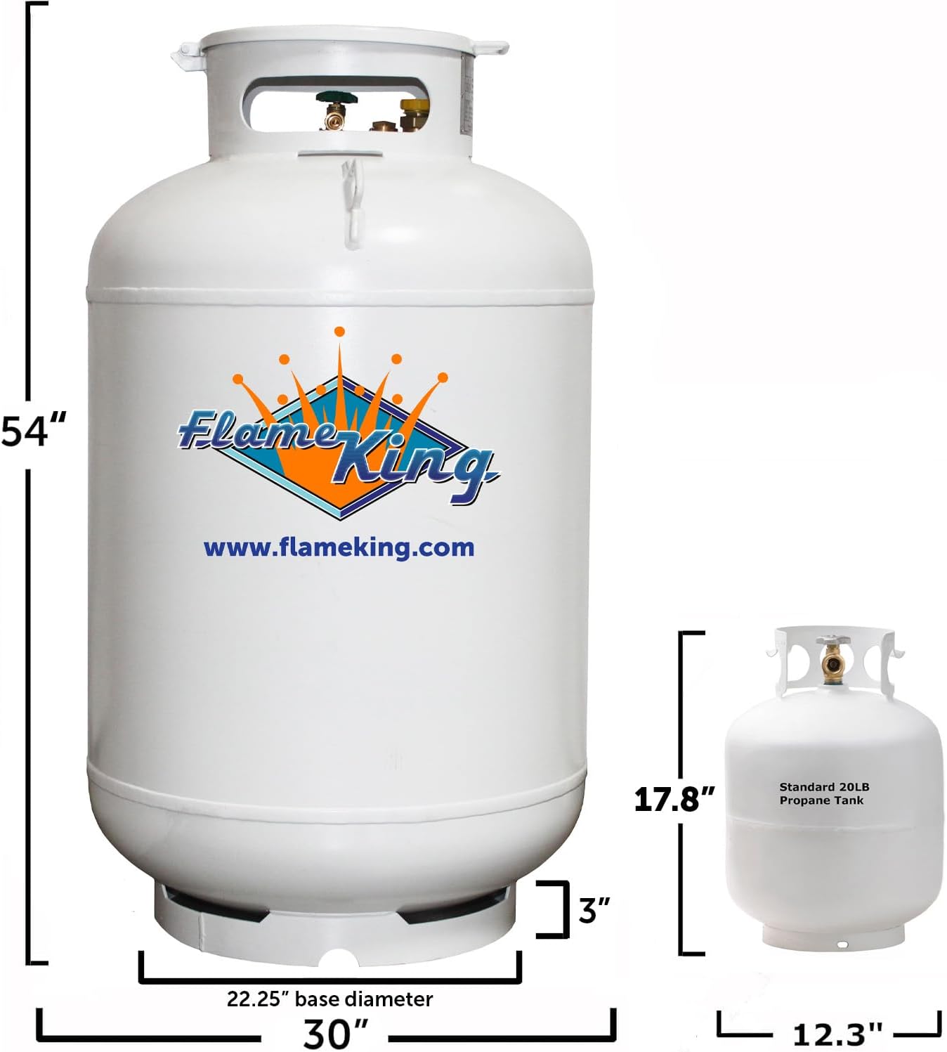 Réservoir de propane vertical Flame King 420 lb conforme à la norme ASME, blanc