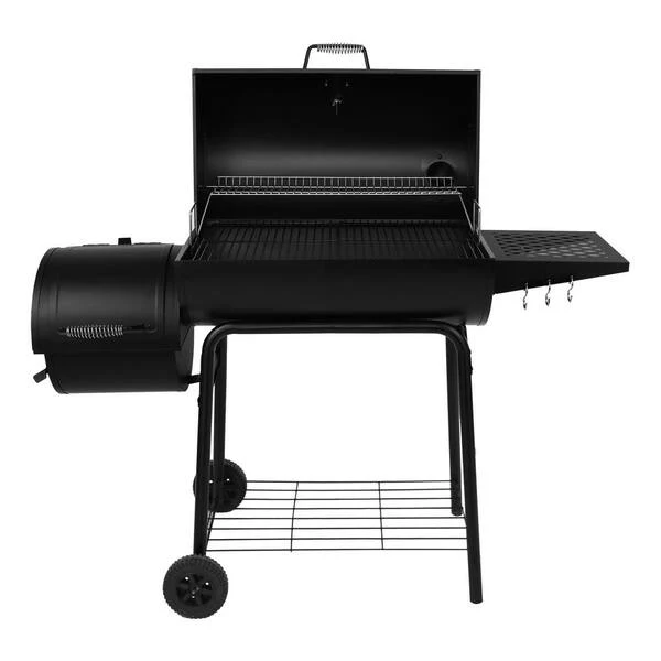 30 in Smoker Black Barrel Charcoal Grill with Offset Smoker with Cover For Outdoor, Backyard Cooking Image 2