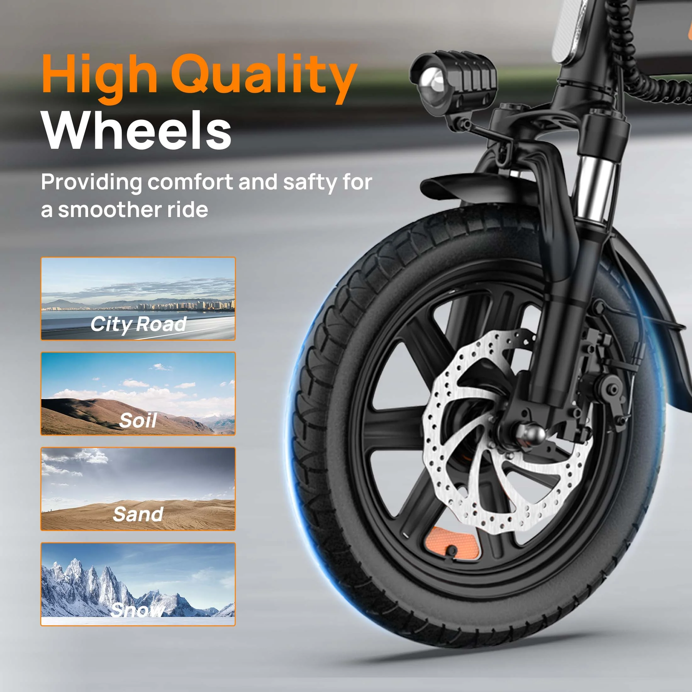 14"Folding Electric Bike for Adults,500W Peak Motor,48V 7.5AH Removable Battery,Mini Ebike for Adults City Commuter,UL2849,Black(Black) - Image 6