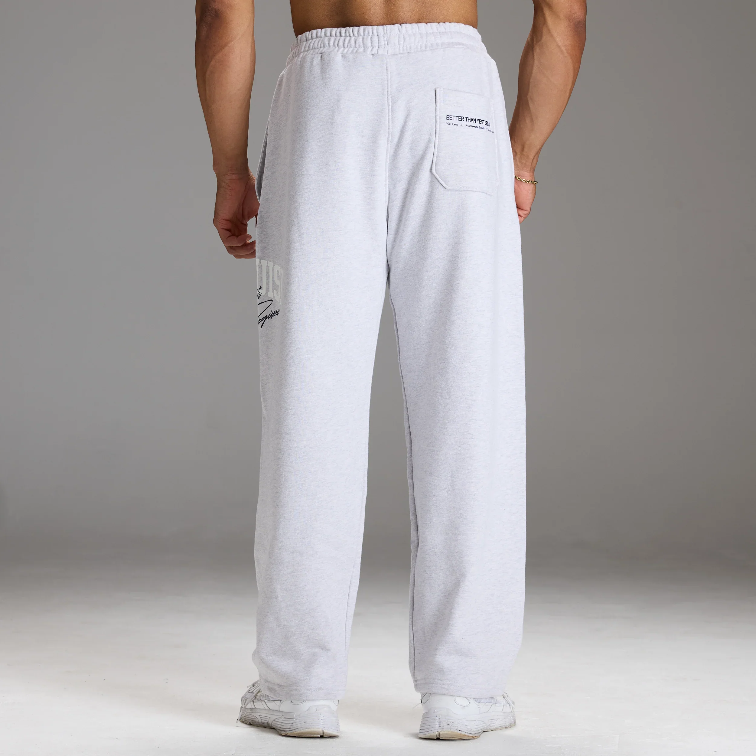 STRENGTH REGIME LIGHT GREY MARL STRAIGHT LEG SWEATPANT