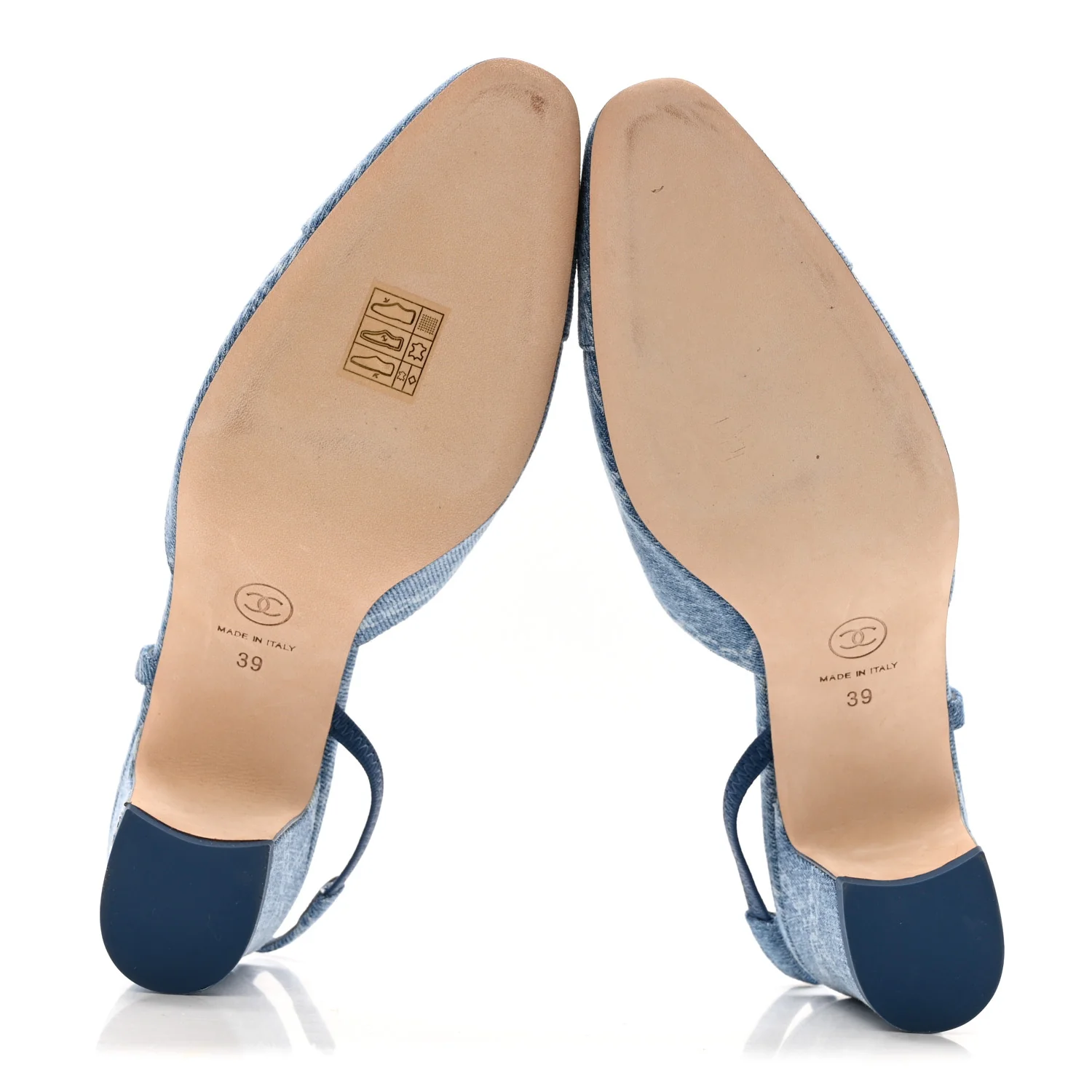 Denim Cap Toe Denim Slingback Pumps 39 Blue