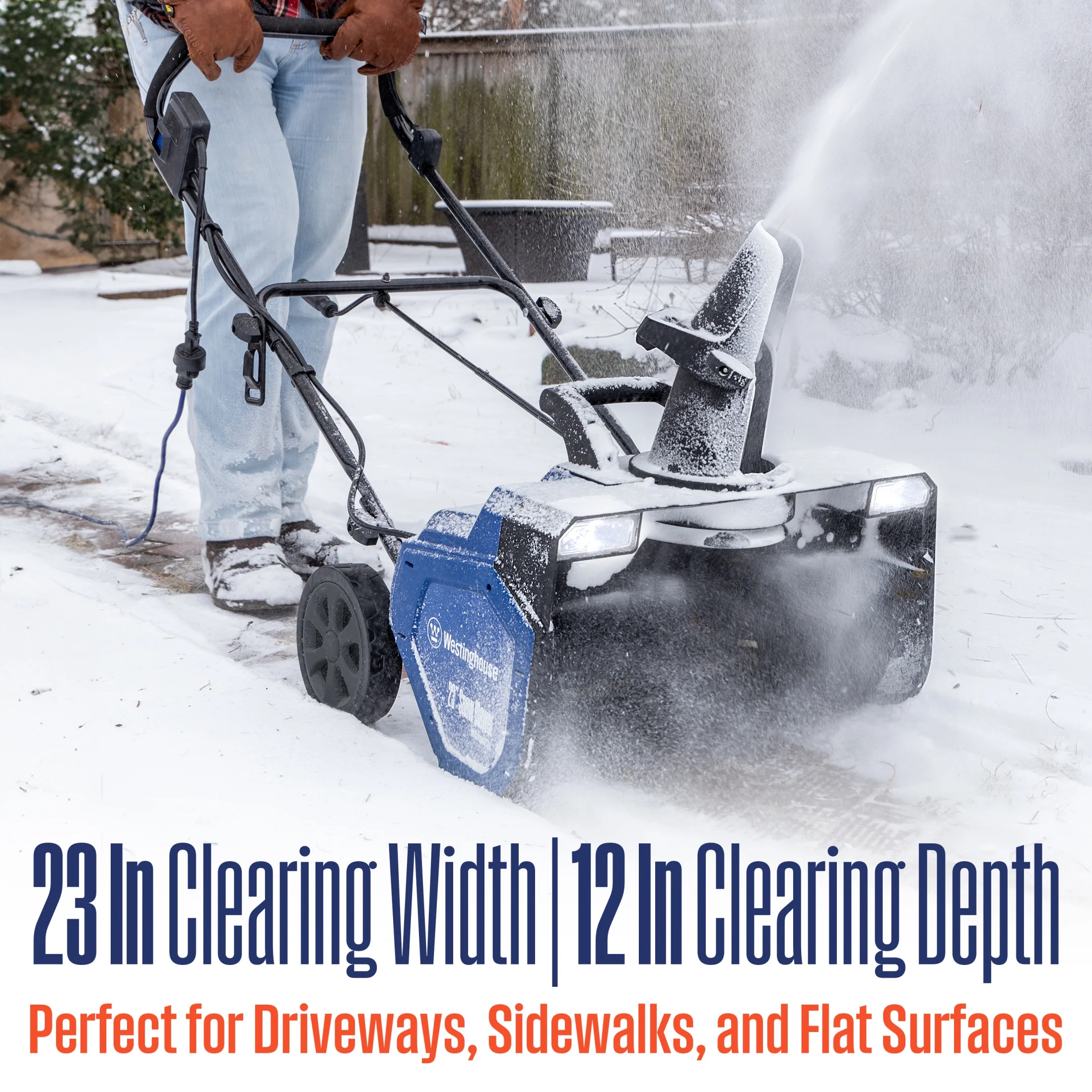 WSnow23 Corded Snow Blower 23 Inch, Dual LED Lights, 1800W Watt Motor, Electric Snow Blower with 25ft Throwing Distance, Plows 800lbs/min, Adjustable Chute Image 5