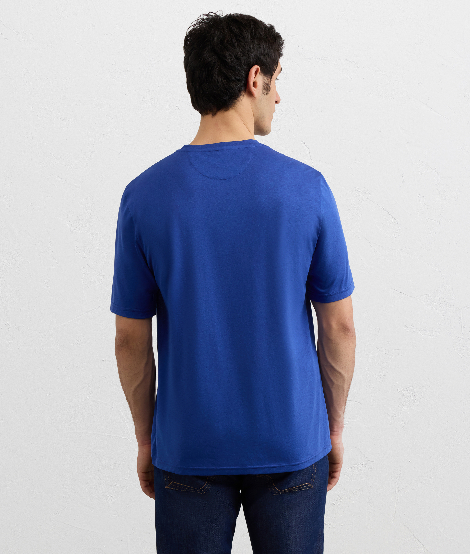BLUE LIGHTWEIGHT COTTON AND LYOCELL JERSEY T SHIRT