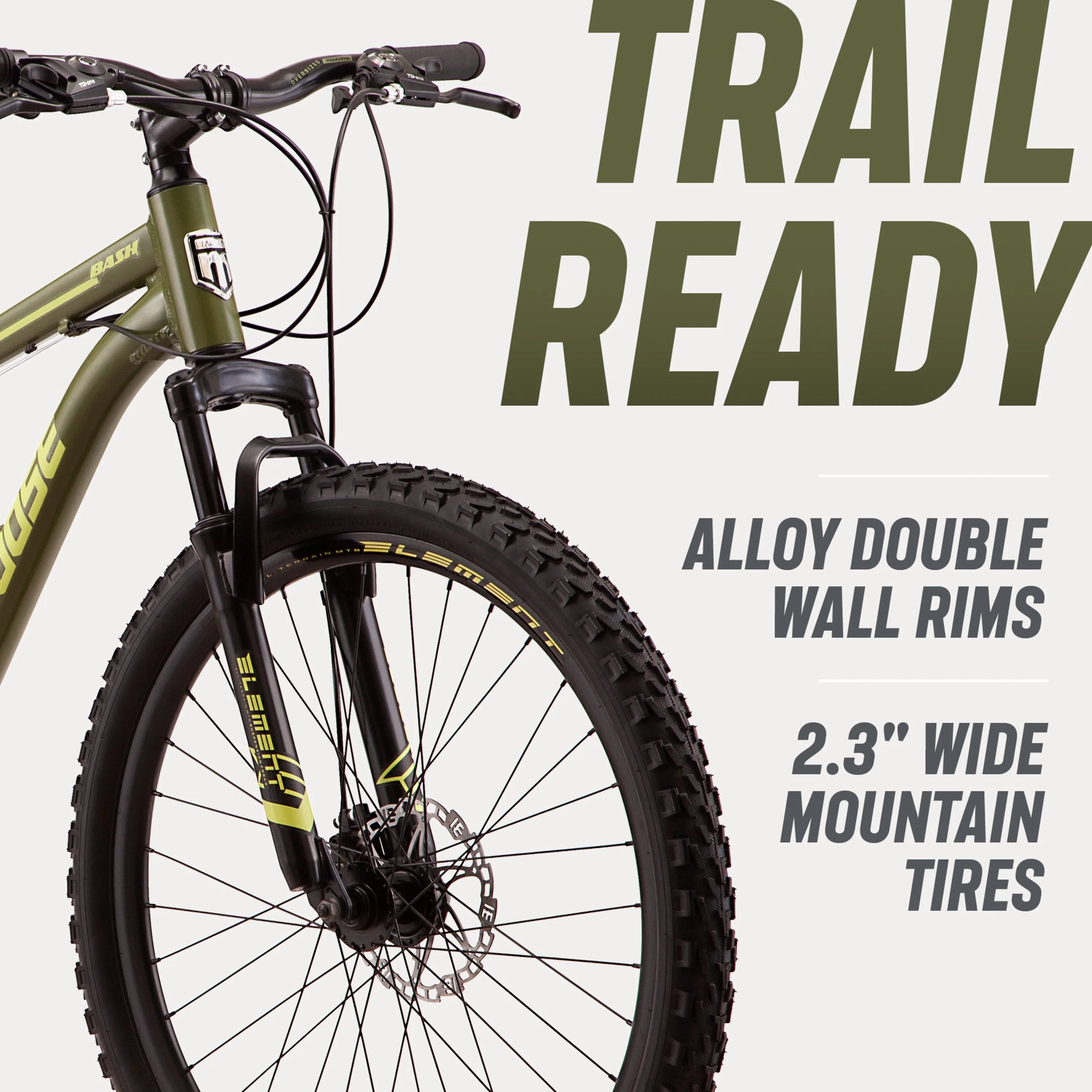 Mongoose Bash Suspension Mountain Bike, 21 Speeds, 26 - Inch Wheels, Green