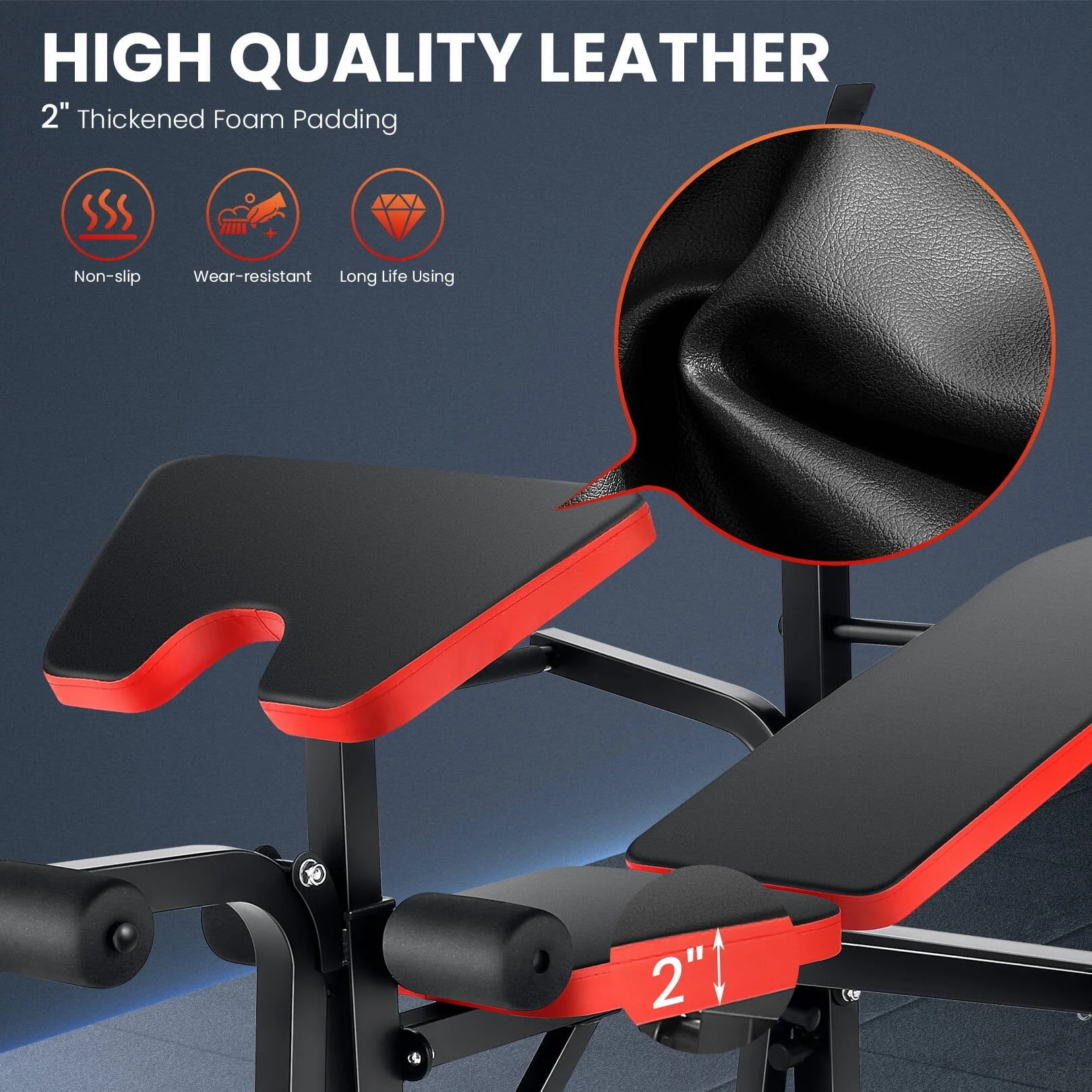 VIBESPARK Adjustable Weight Bench 600lbs 5 in 1 Foldable Workout Bench Set with Barbell Rack Leg Developer Preacher Curl Rack Dumbbell Fly Attachment, Multi Function Strength Training Bench Press Image 3