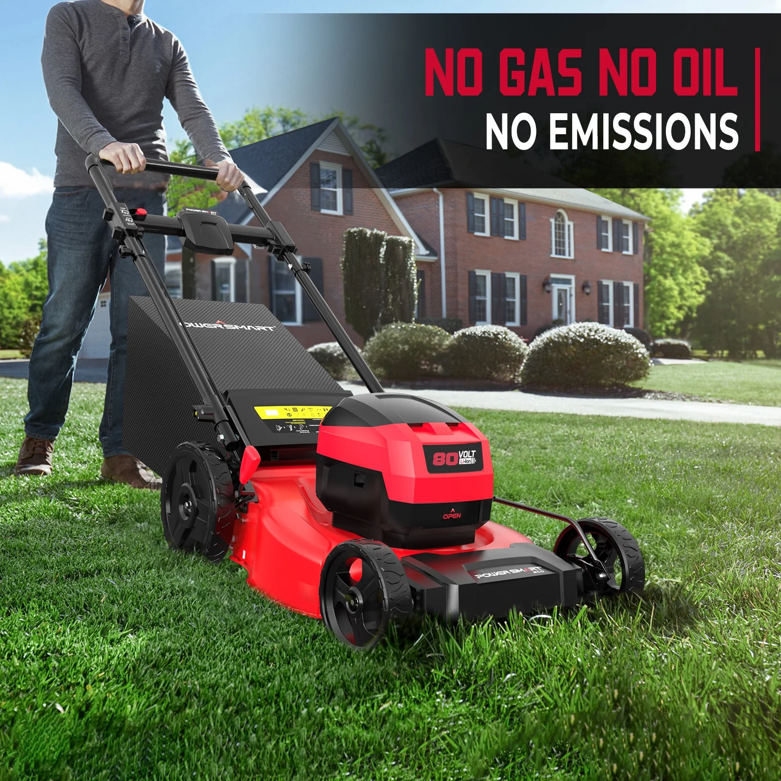 3-in-1 21" 6A 80V Cordless Lawn Mower, Brushless Motor, 6 Position Height Adjustment - Image 6