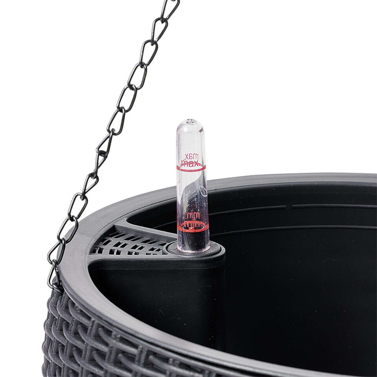 Pot suspendu effet tressé noir