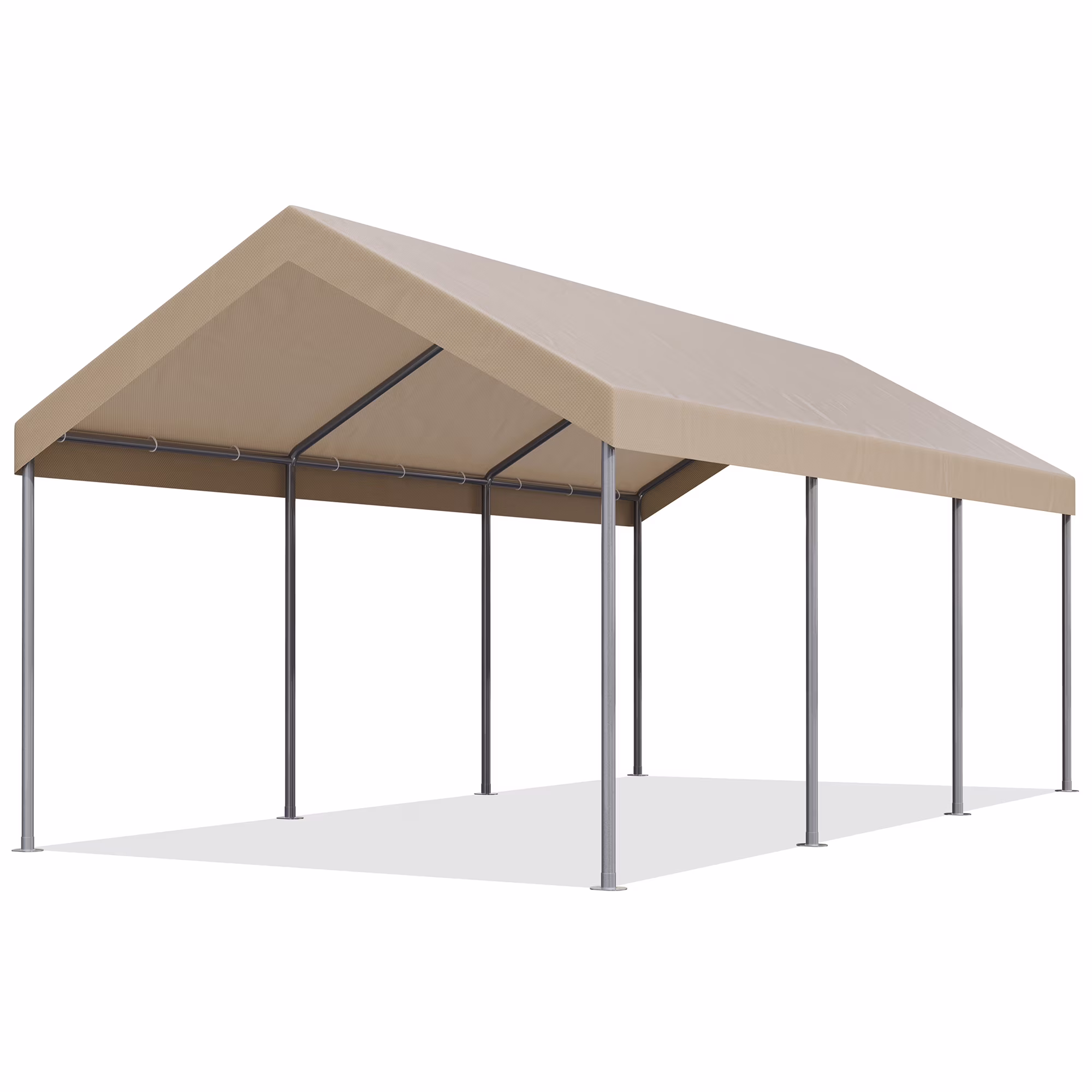 Carport 10 x 20 ft Heavy Duty Carport Car Canopy with Powder-Coated Steel Frame, Portable Garage for Car, Boat, Shelter Party Tent with 180g PE Tarp Gray(Gray) - Image 3