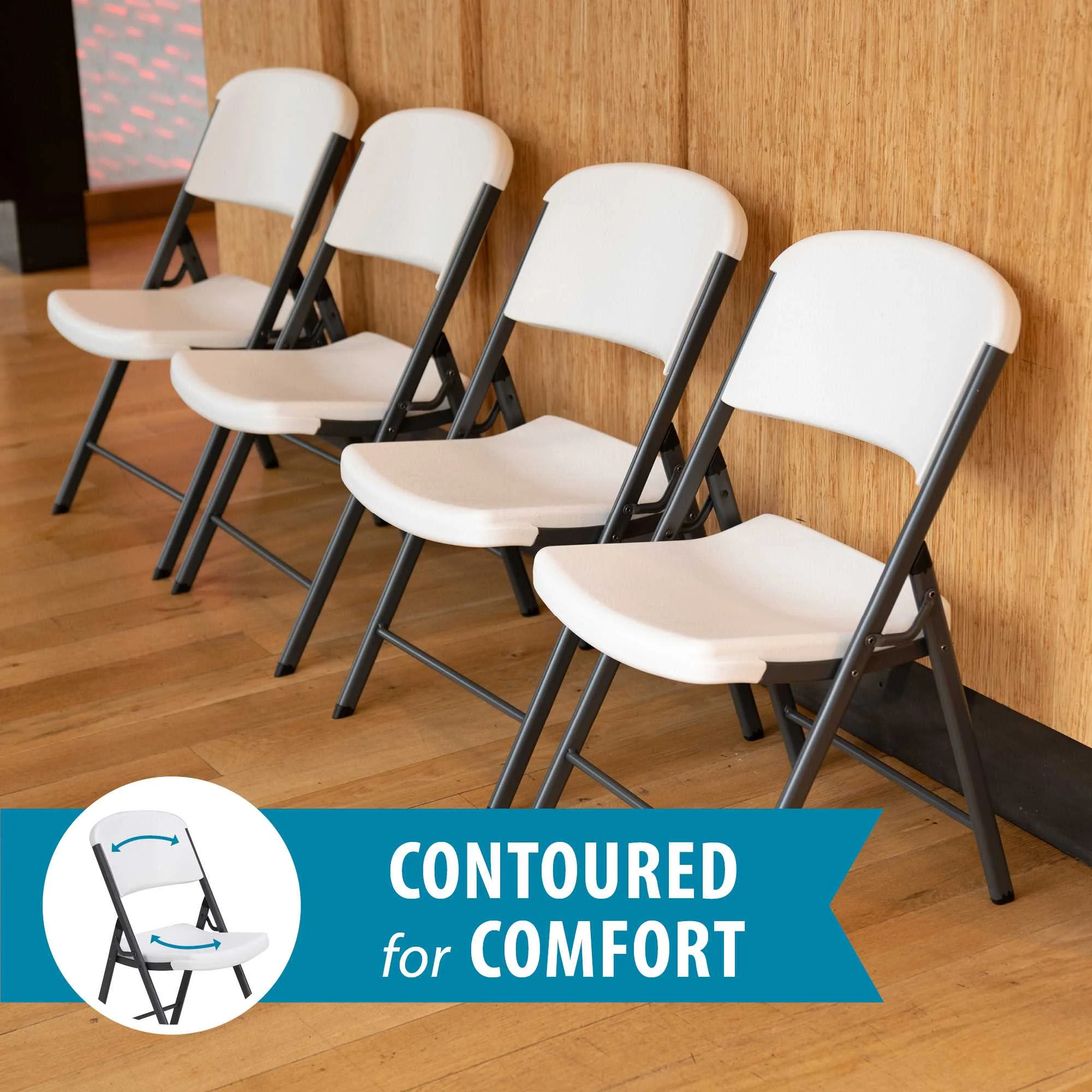 Combo Set of (4) 8-Foot Rectangle Folding Tables (32) Chairs, Indoor/Outdoor Use, White (80147)(36) - Image 6
