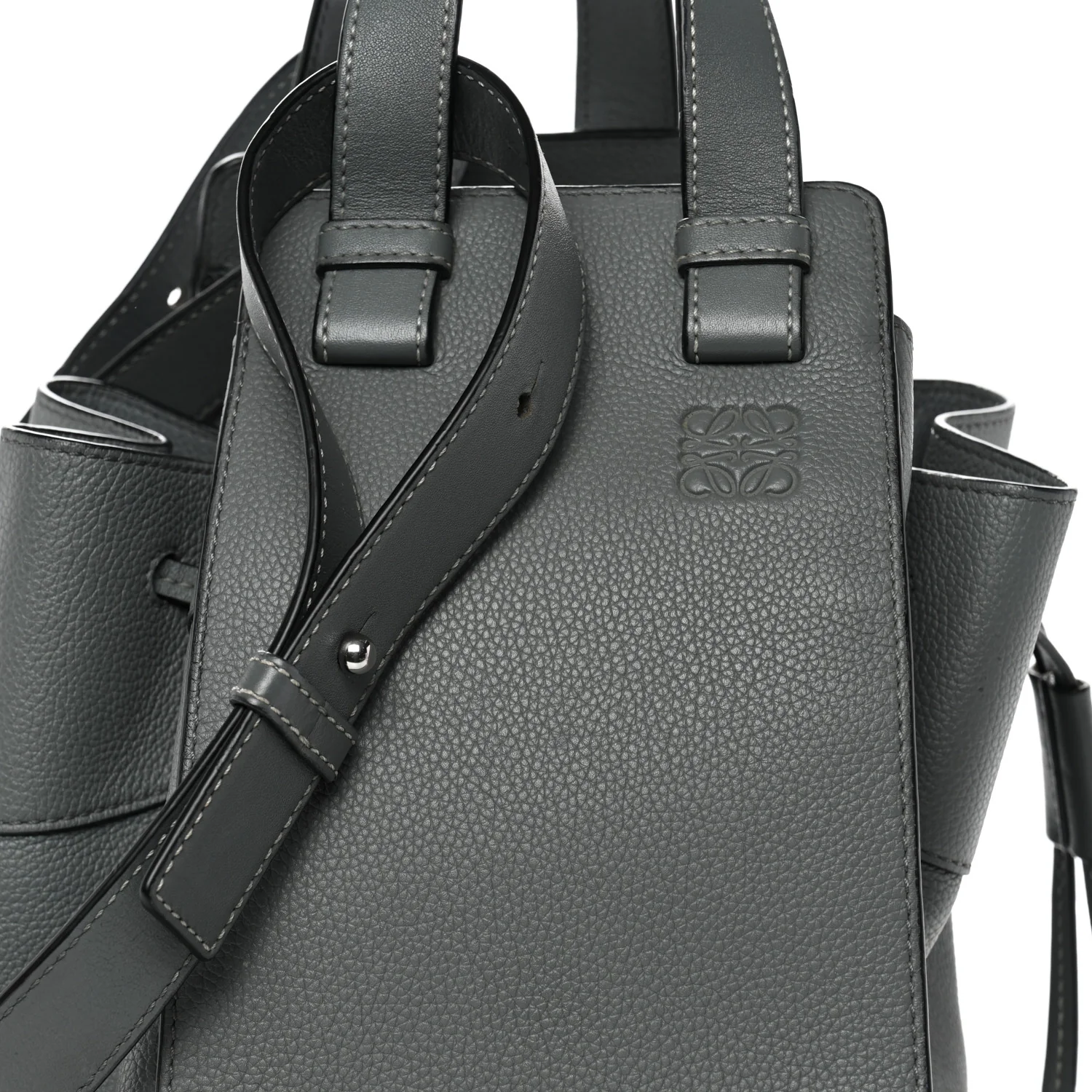 Grained Calfskin Medium Hammock Shoulder Bag Blue