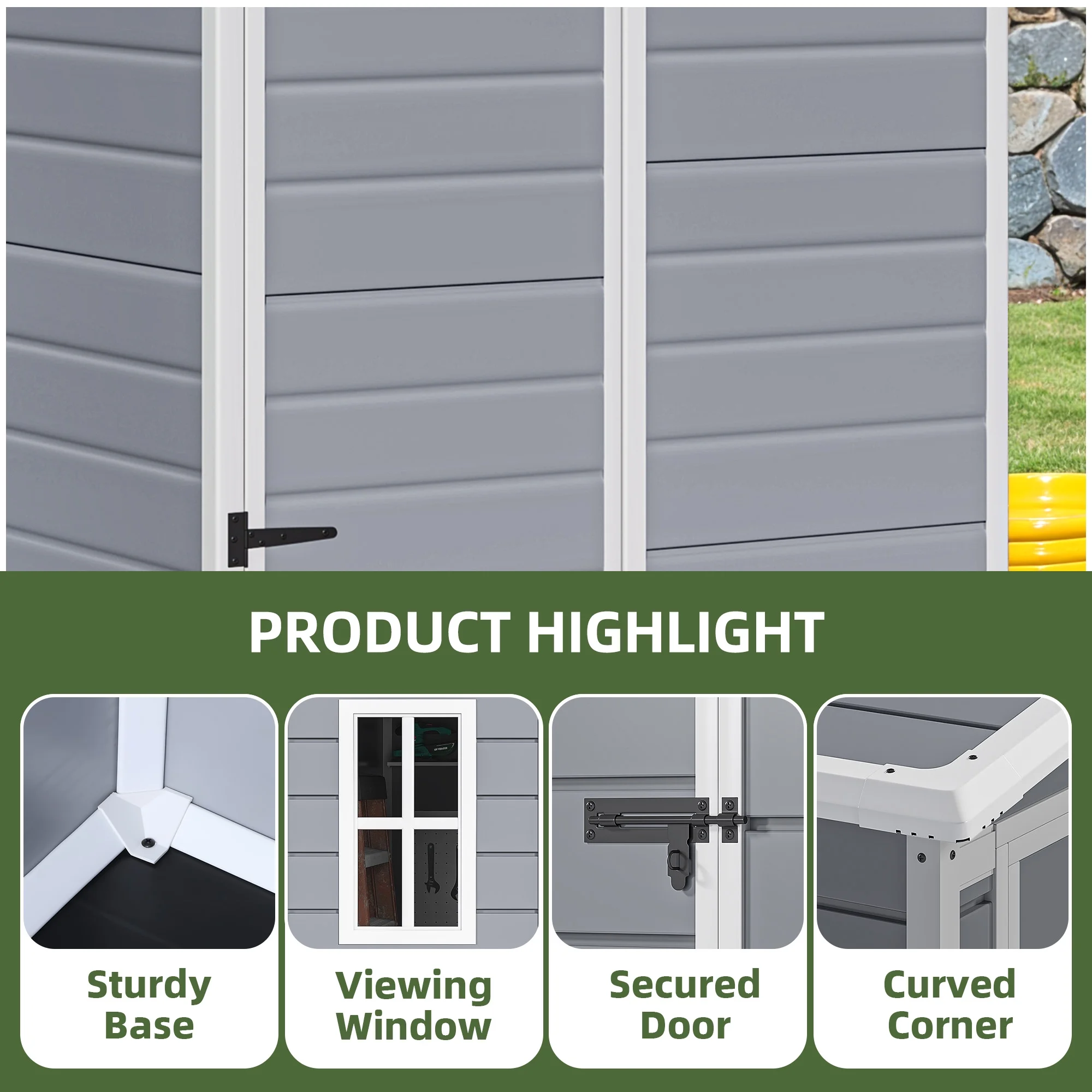 Resin Outdoor Storage Shed, 5x3 FT with Floor All Weather Resin Storage Shed with Lockable Door Window, Waterproof Image 3