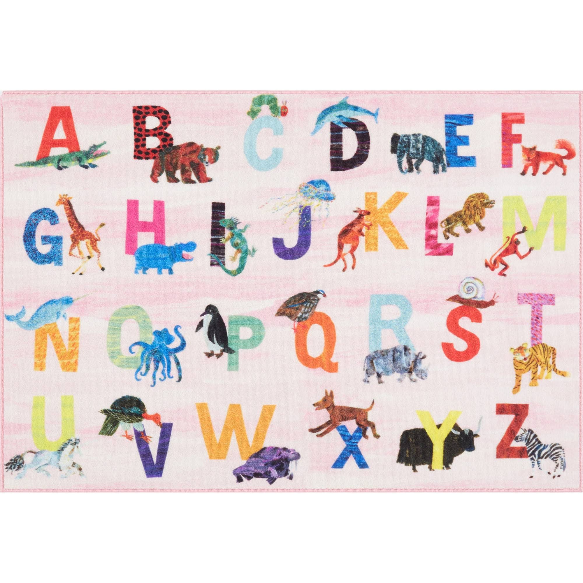 Eric Carle Elementary Alphabet Decorative Area Rug, Pink