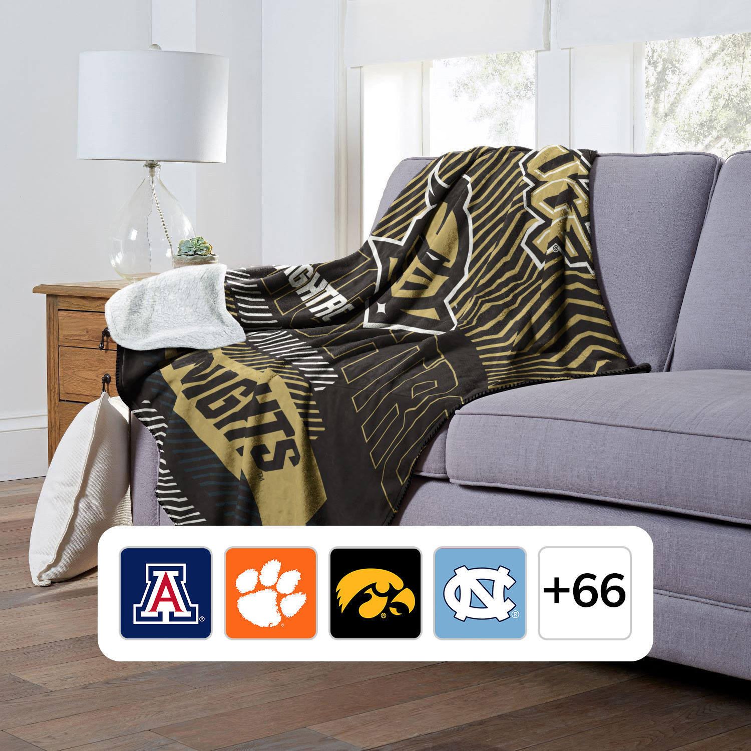 The Northwest Group Officially Licensed NCAA Cloud Throw Blanket with Sherpa Back, 60' x 70' - UCF Central Florida Knights -