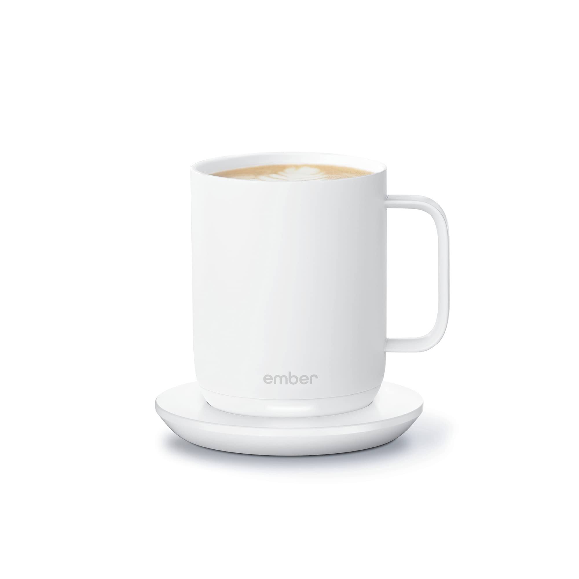 Ember Temperature Control Smart Mug 2 - 10 oz - App-Controlled Heated Coffee Mug - 80 Min Battery Life - Improved Design - White