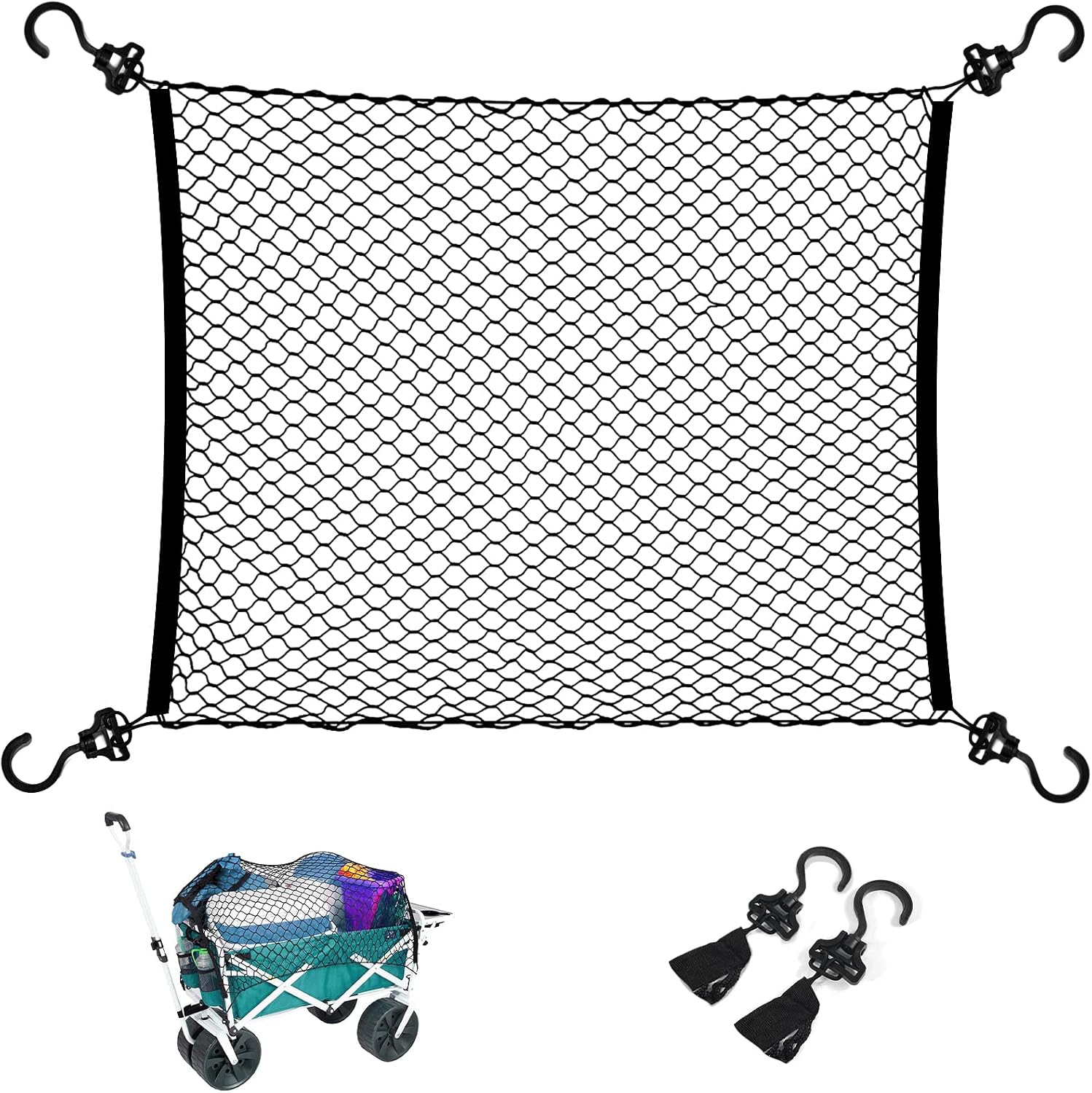 Cargo Net for Beach Cart, Car Cargo Nets for Utility Folding Wagon, Garden Cart, Folding Trolley Cart with Storage Bag, Made of Heavy Duty Nylon Net / 38