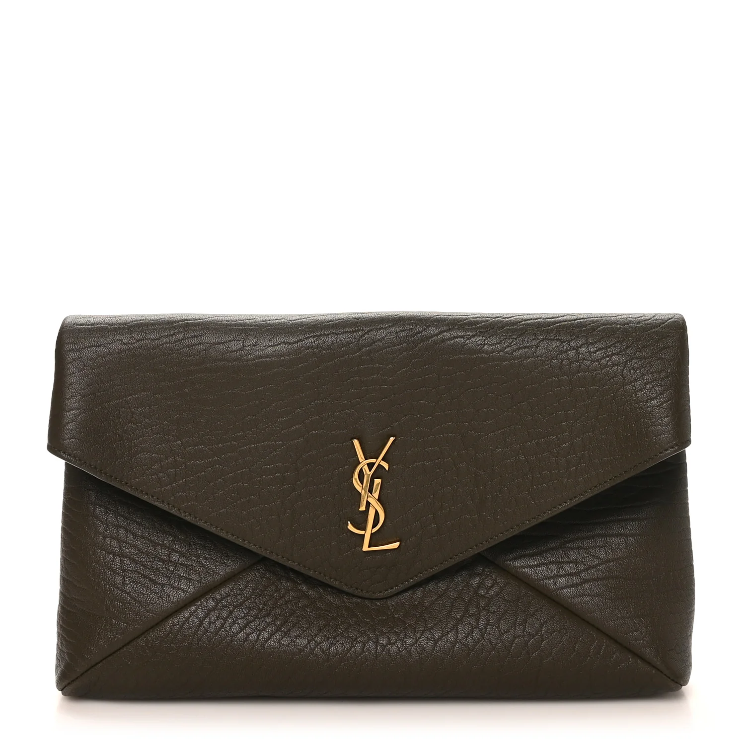 Grained Lambskin Large Cassandre Envelope Pouch Light Musk