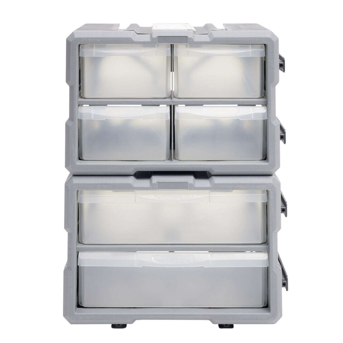 Boîte de rangement bricolage modulable plastique gris 4 casiers 28x17xH16cm