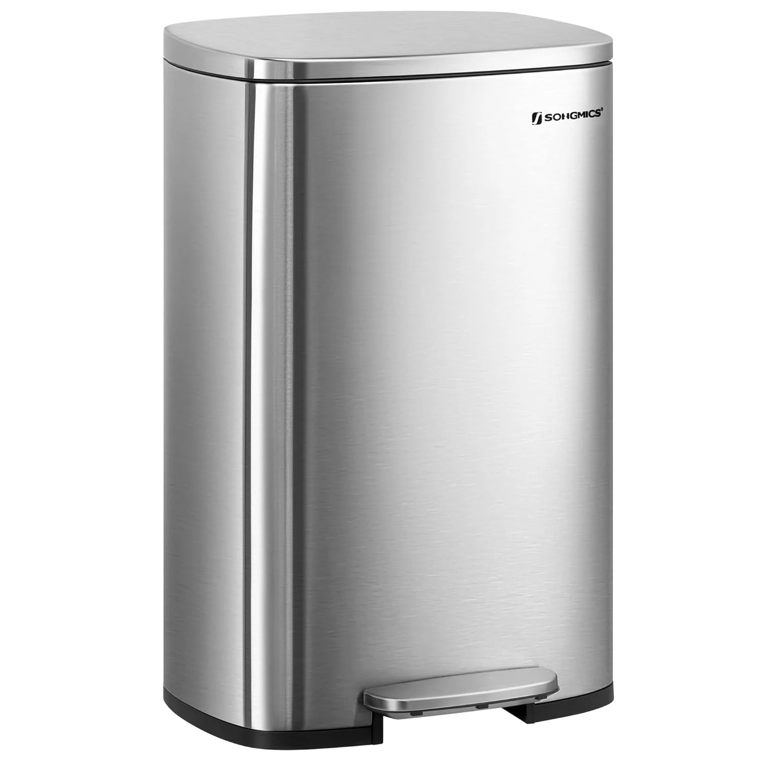 Trash Can, Stainless Steel Kitchen Garbage Can, Recycling or Waste Bin, Soft Close, Step-On Pedal, Removable Inner Bucket, Black ULTB050B01