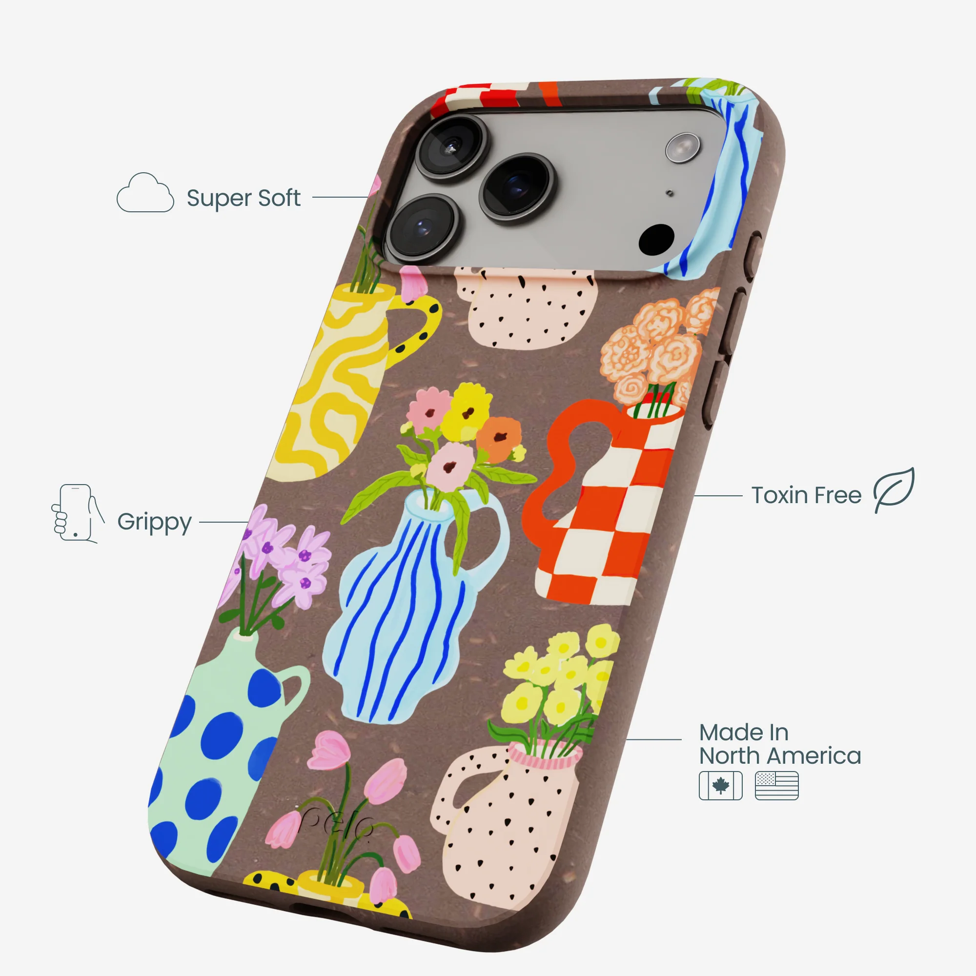 Chocolate Brown Bloom Ceramics iPhone 17 Pro Max Case