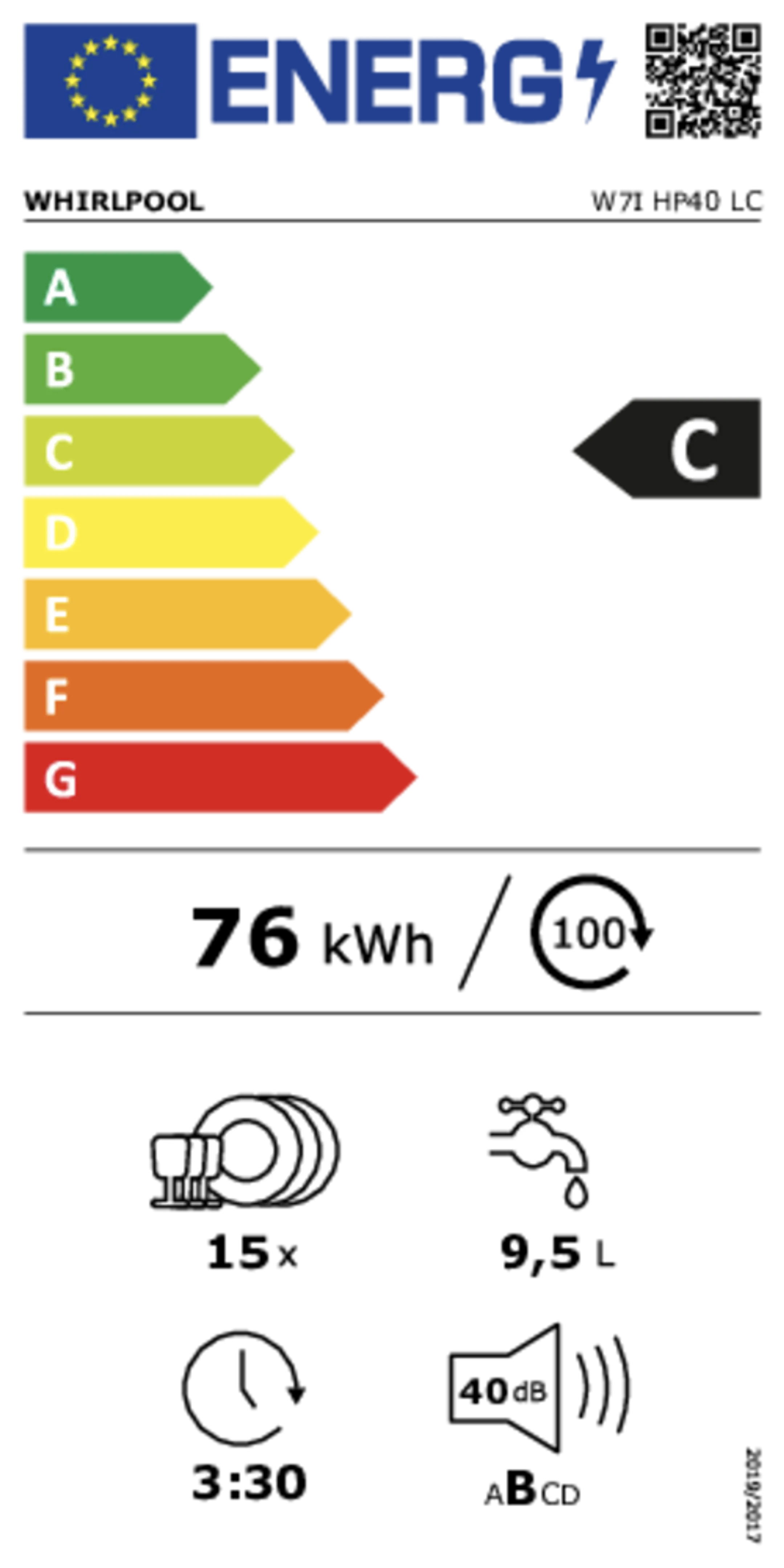 Whirlpool Inbouw vaatwasser W7I HP40 LC - MaxiSpace