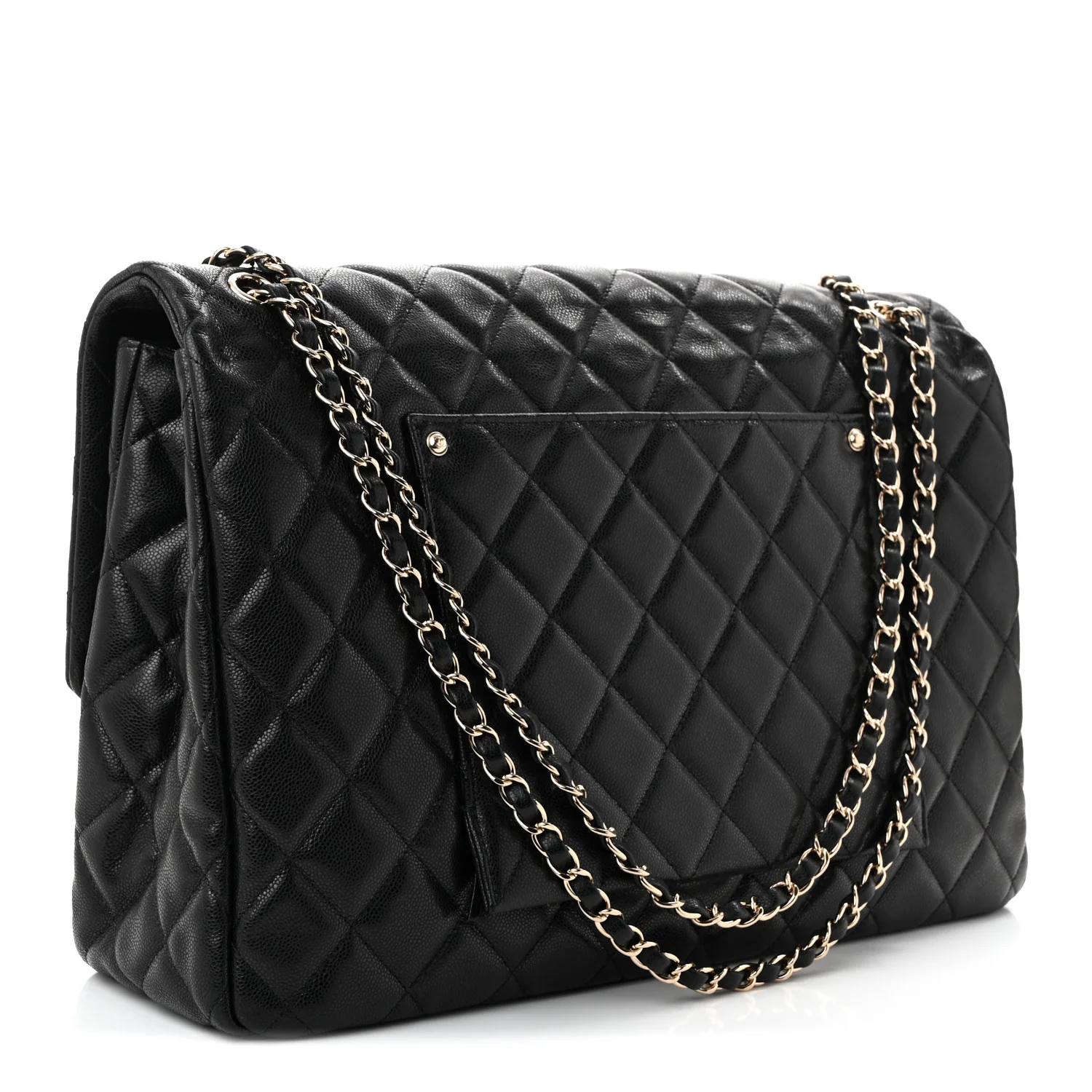 Caviar Quilted XXL Travel Flap Bag Black