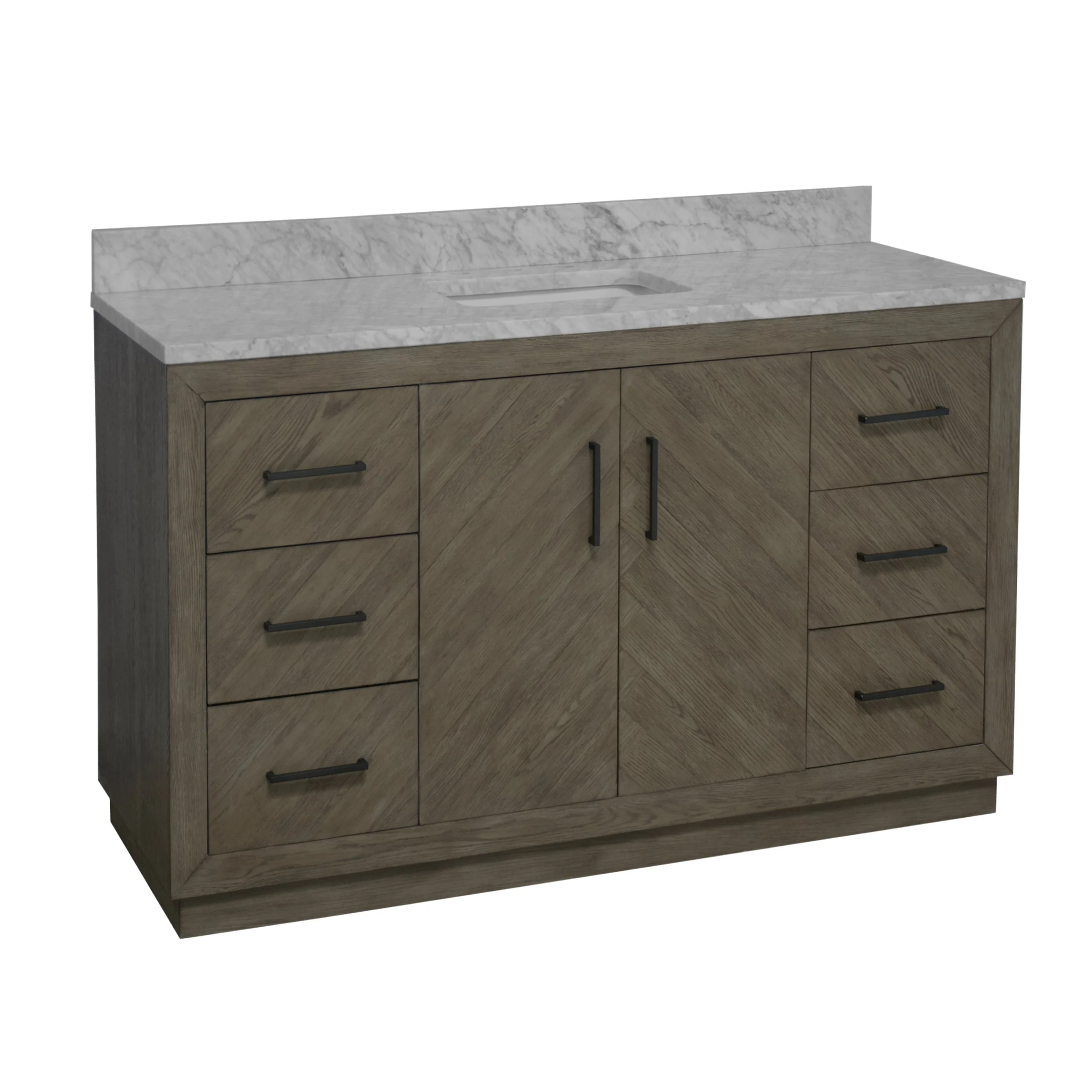 Peyton 60" Single Bathroom Vanity with Gray Oak Cabinet and Carrara Marble Top(Gray Oak)