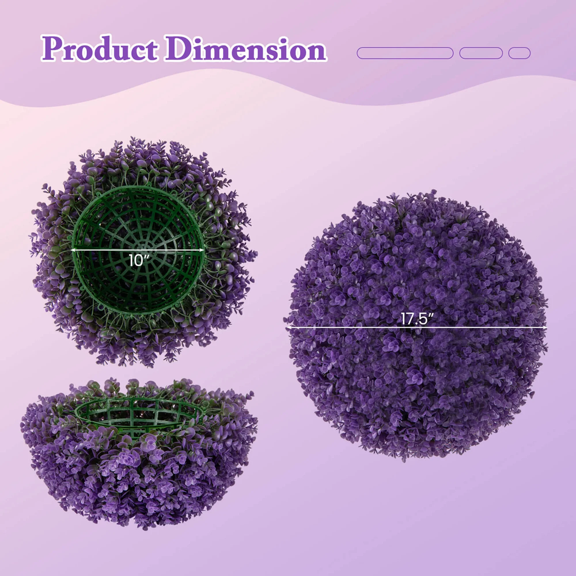 2 PCS Artificial Plant Topiary Balls with7 Layers Leaves UV Protected for Garden - Image 3