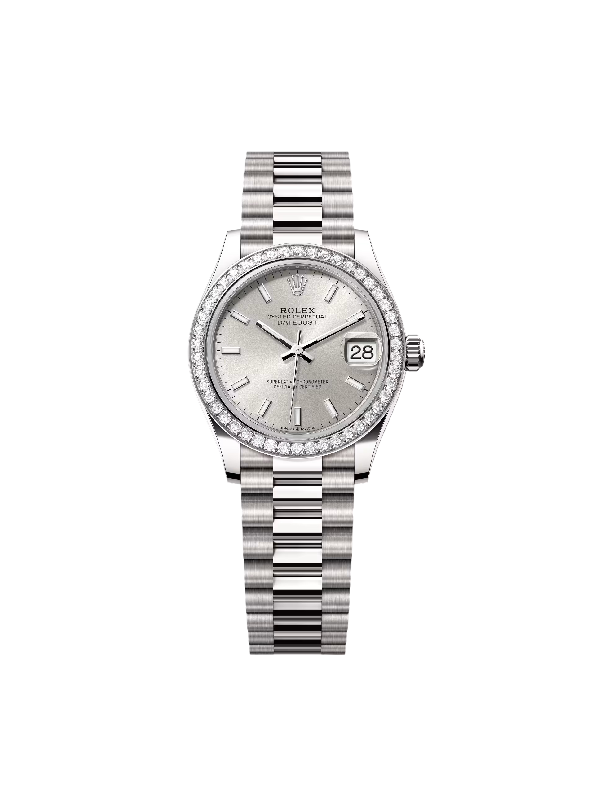 【Super Clone】RLX Datejust m278289RBR-0012 Silver Dial White Gold President Watch