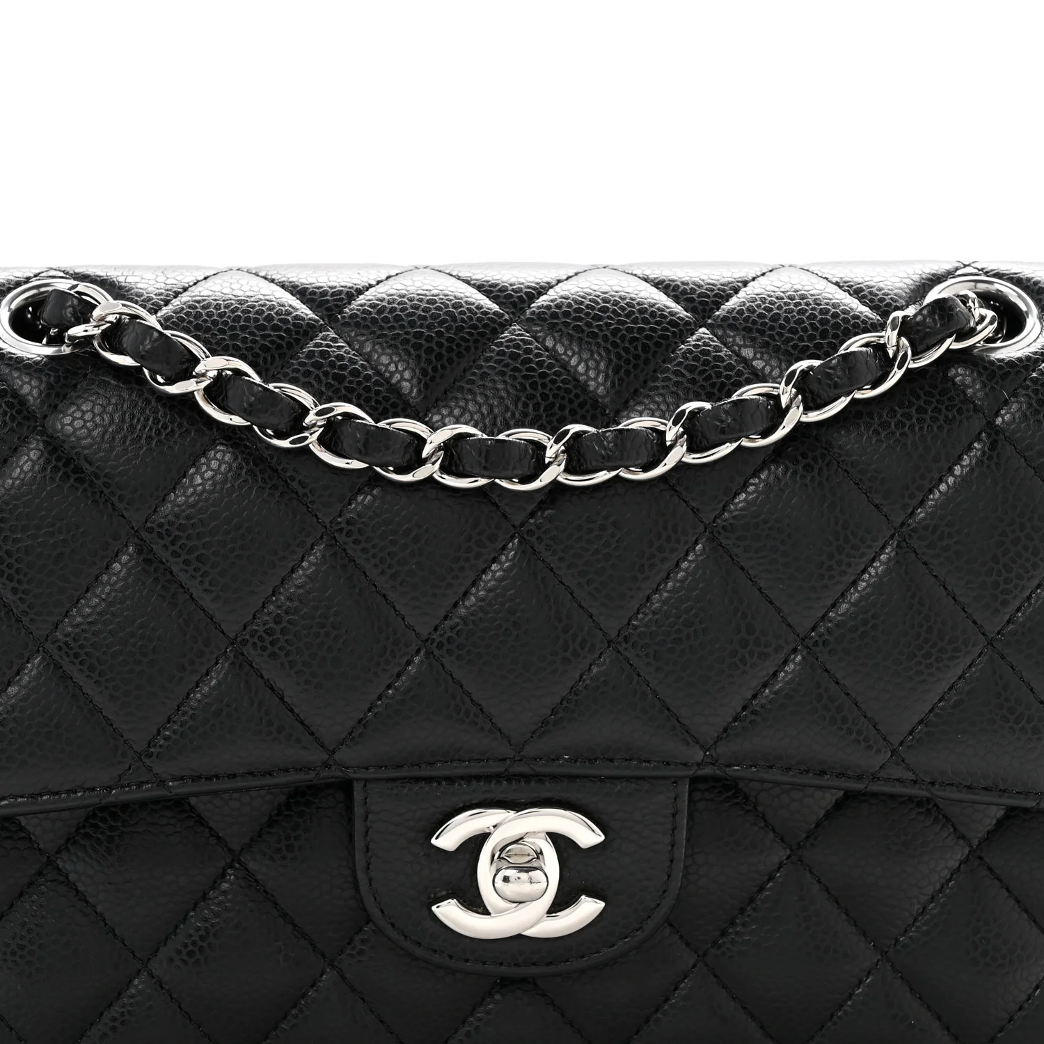 Caviar Quilted Small Double Flap Black