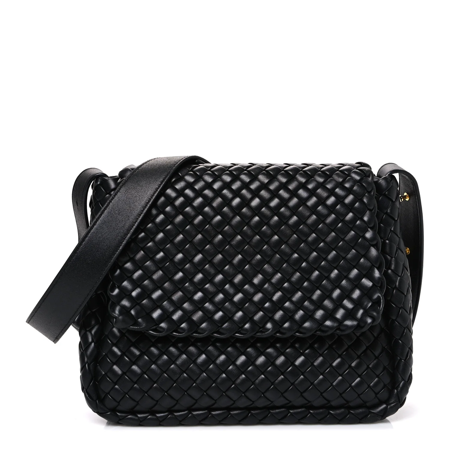 Nappa Intrecciato Small Cobble Shoulder Bag Black
