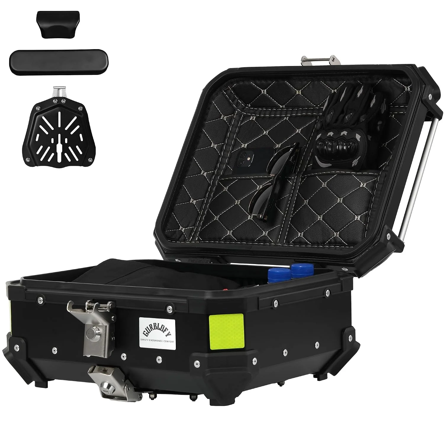 Motorcycle Top Case, 25L Aluminum Compact Motorcycle Top Box Black