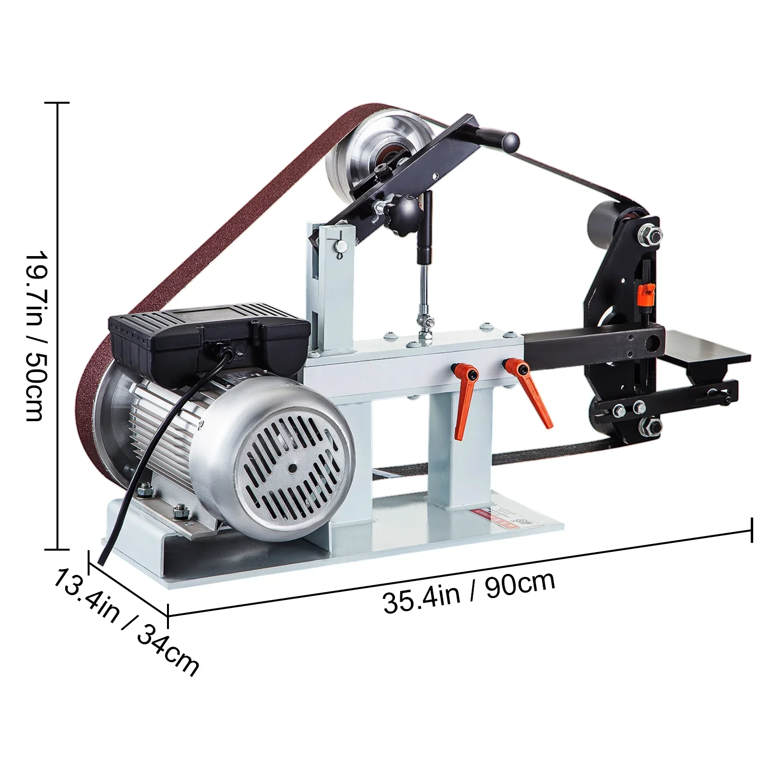 KFFKFF 2 x 82 Belt Grinder, 2HP 1500W, Versatile 3-in-1 Constant Speed Sander, 110V Bench Sander with 12 Wheel, Flat Platen Tool Rest, Ideal for Knife Crafting