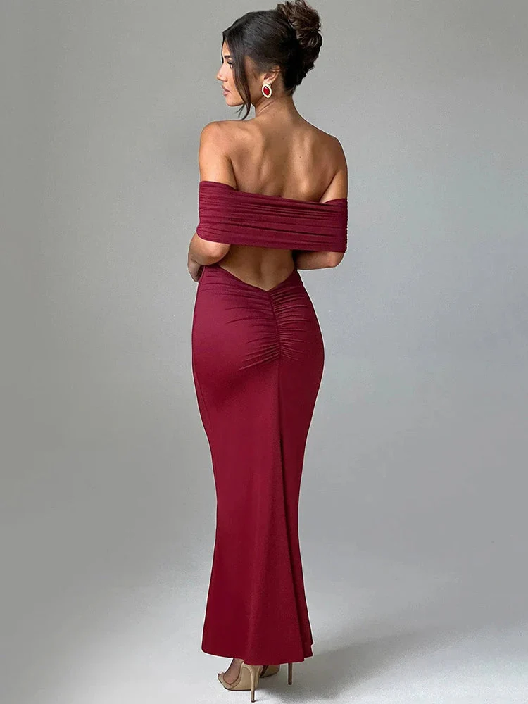 Robe maxi dos nu sans bretelles pour femmes