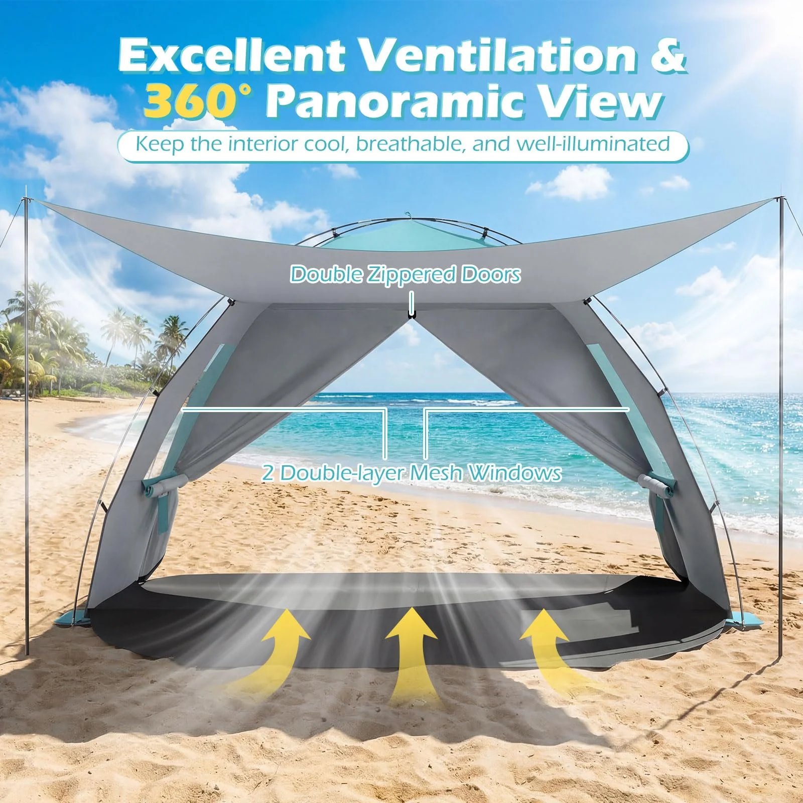 Tangkula 3/4/5/6 Person Pop Up Beach Tent with Canopy
