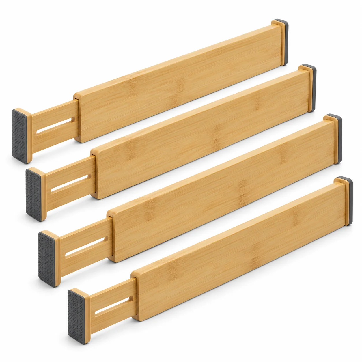 Natural Bamboo Adjustable Drawer Dividers, 4-Pack