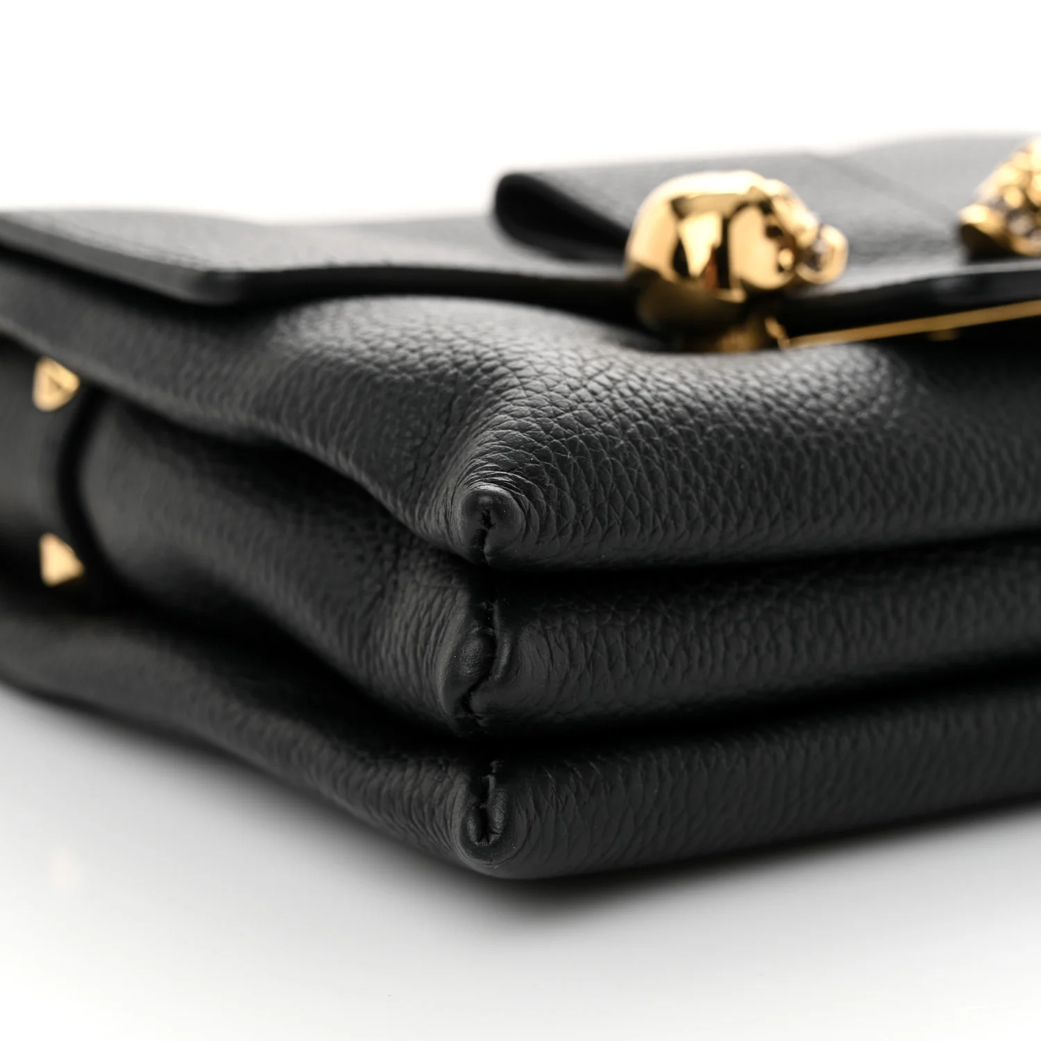 Calfskin Small Twin Skull Chain Crossbody Black
