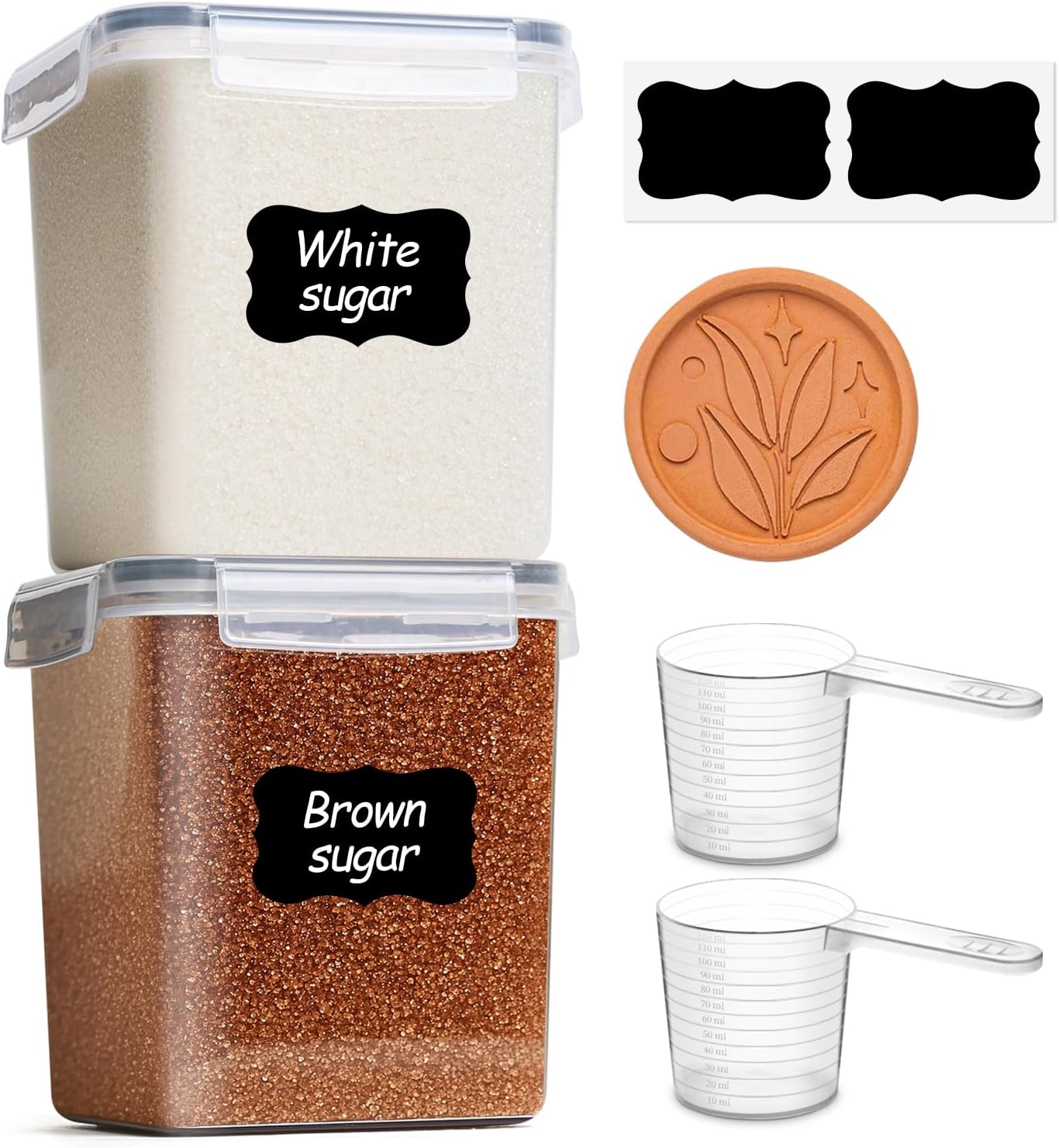 ComSaf Airtight Flour and Sugar Container 2.6Qt & 5.5Qt 3-Pack, Wide Mouth