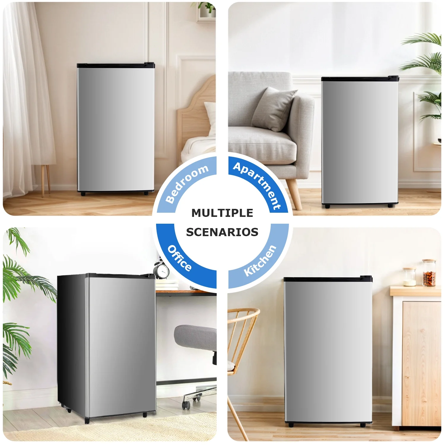 Mini Fridge with Freezer 3.2 Cu.ft Small Refrigerator for Dorm Bedroom, Compact Refrigerators Single Door Adjustable Thermostat Low Noise,Silver(Silver) - Image 7
