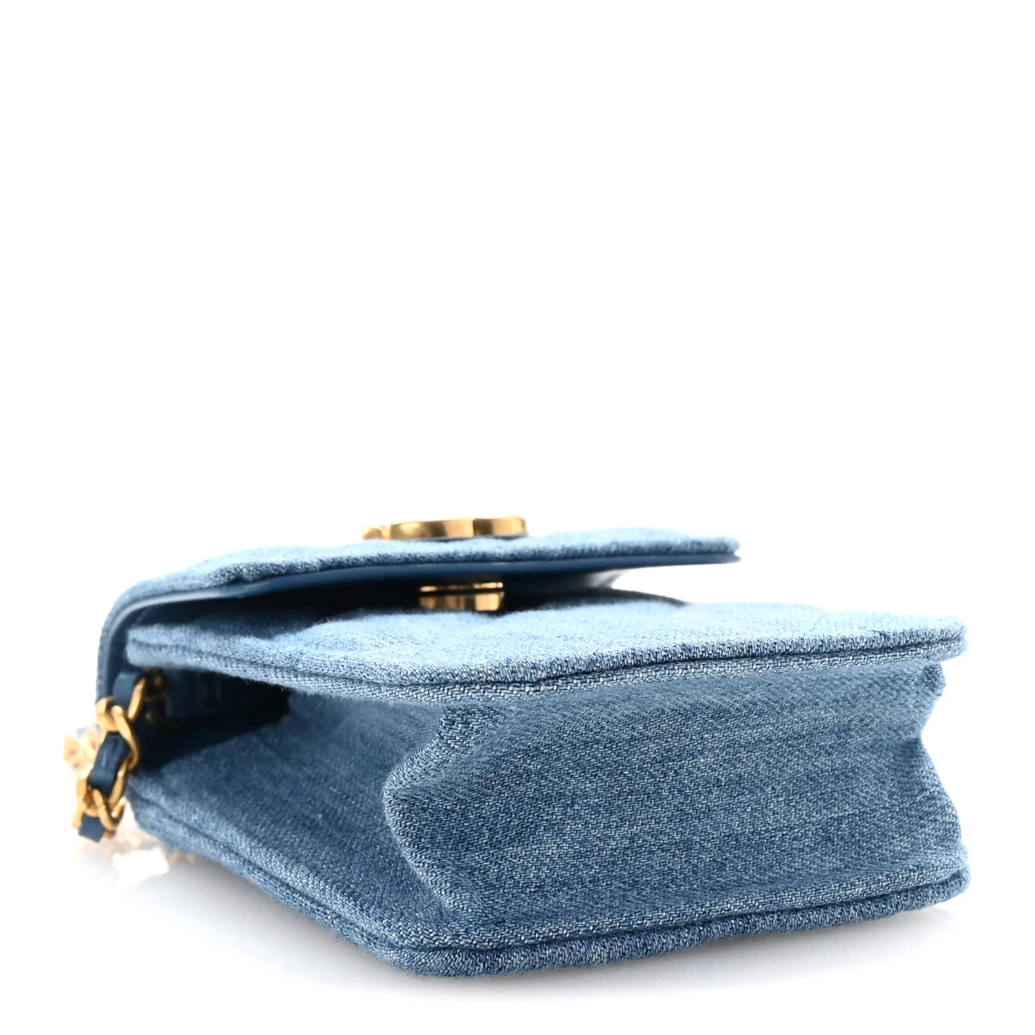 Denim Quilted Flap Mini Crossbody Blue
