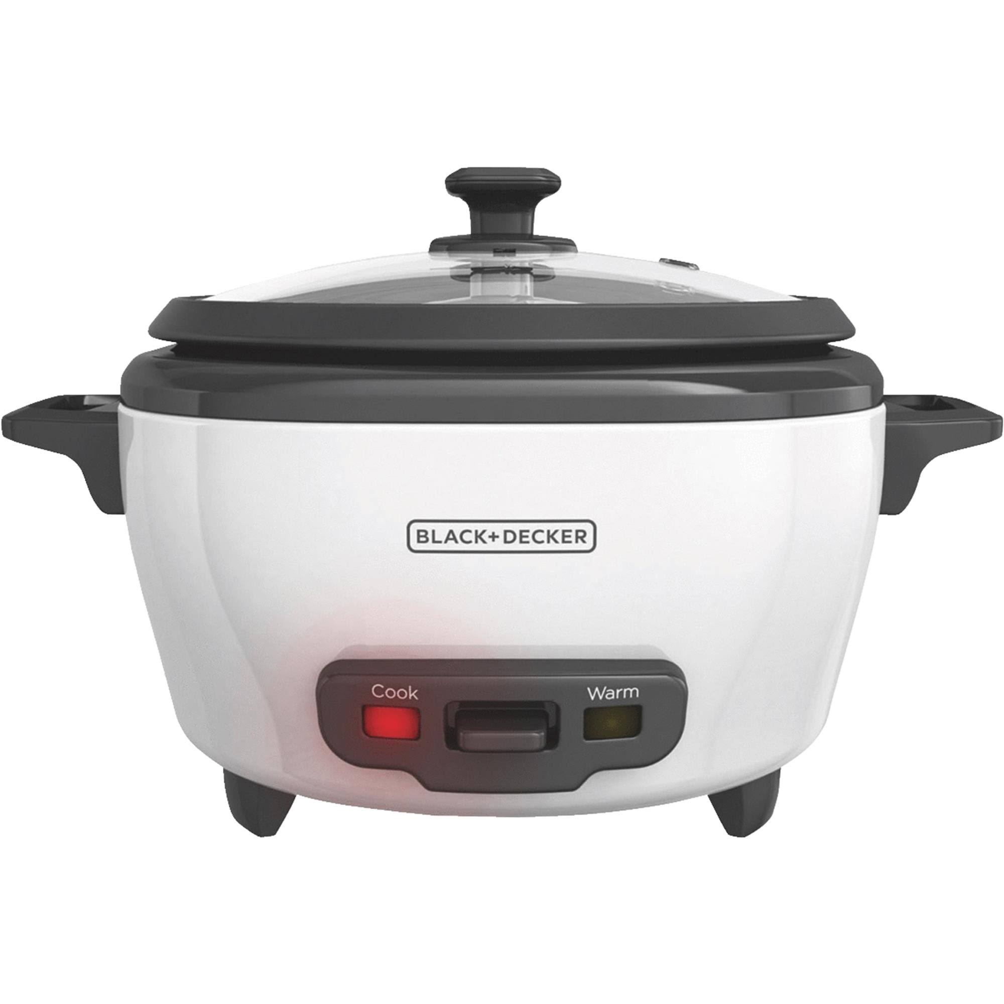 Black & Decker 6-Cup Rice Cooker with Steaming Basket, White/Black