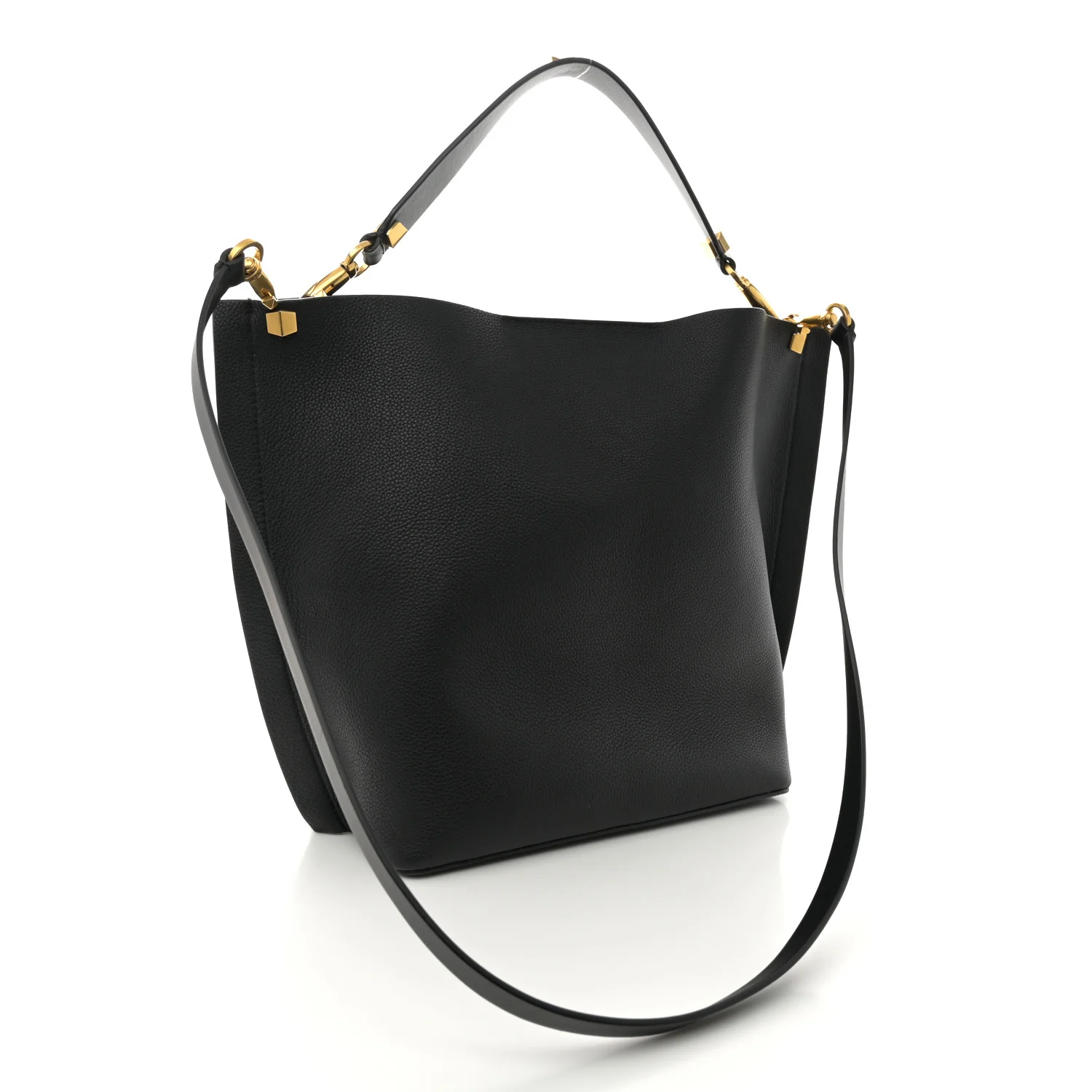 Grainy Calfskin VLogo Escape Hobo Bag Black