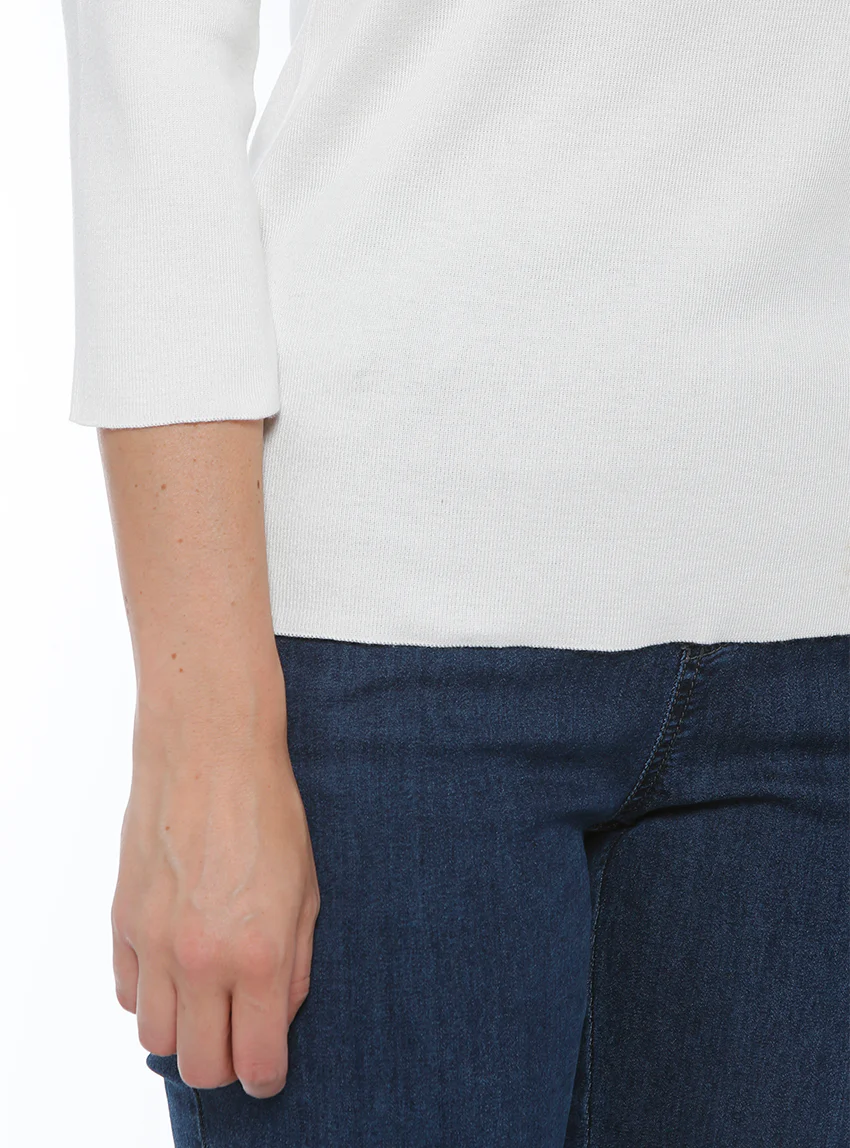 Pull femme en coton blanc crème