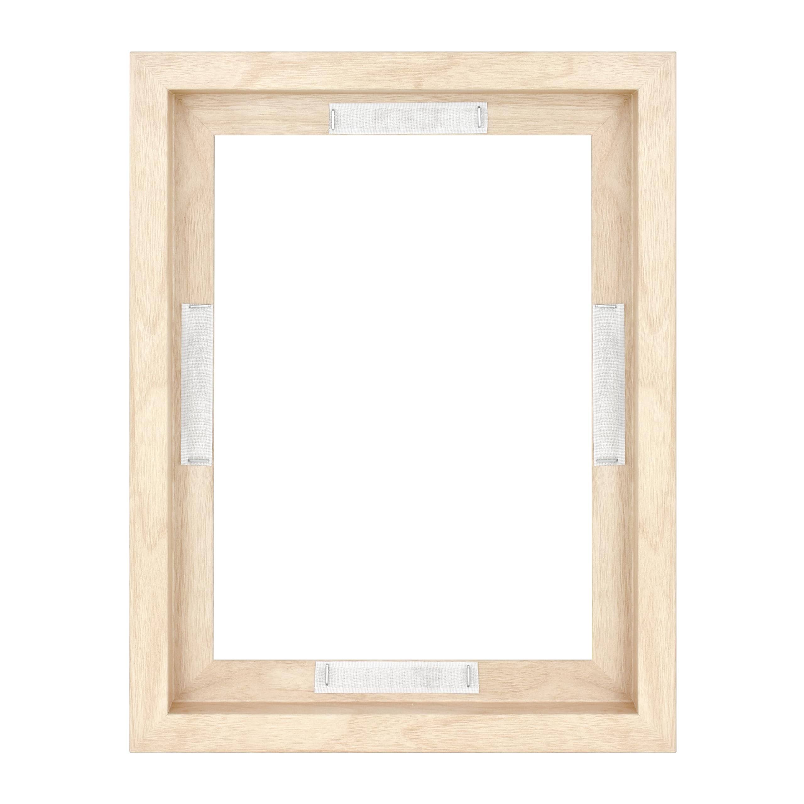 MCS Floating Canvas Frame, Art Frames for Canvas Paintings with Adhesive Fasteners and Hanging Hardware, Natural Woodgrain, 9 x 12 inch