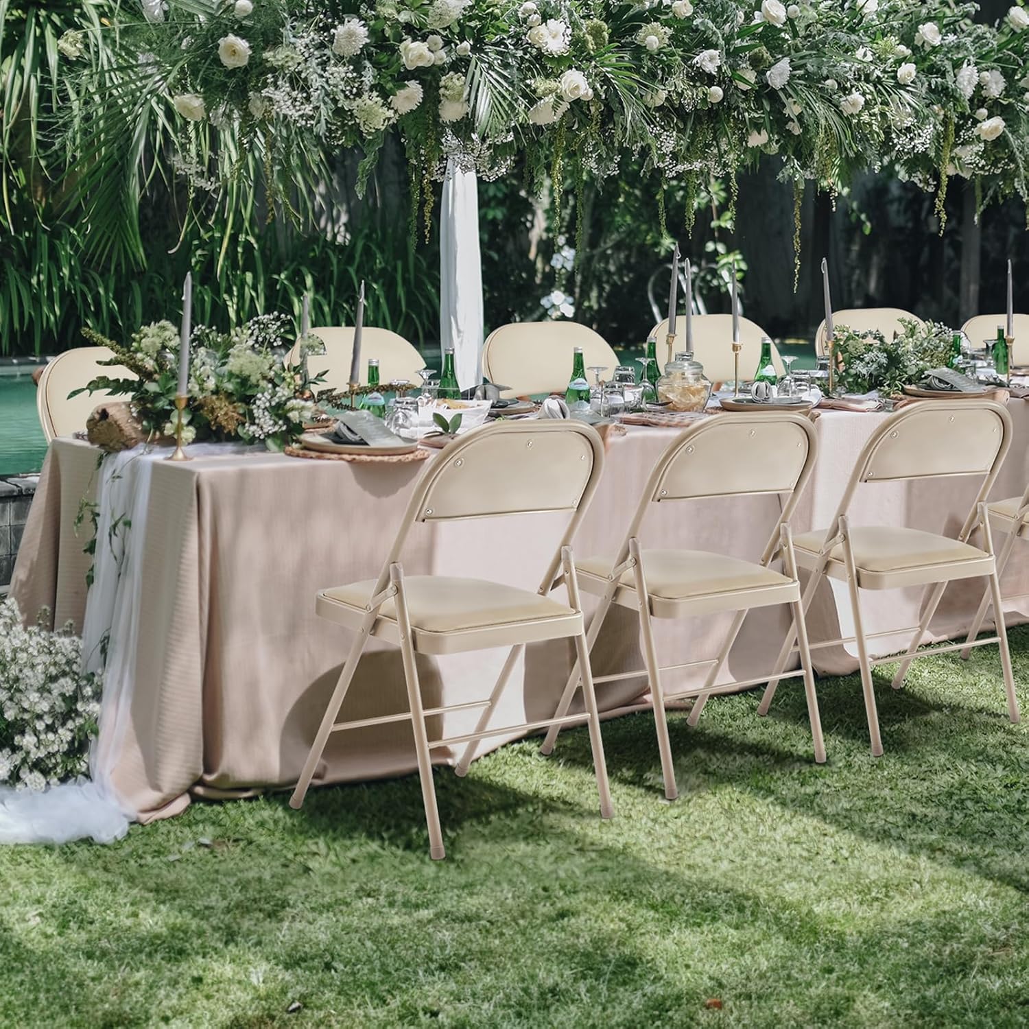 Lot de 12 chaises pliantes Sweetcrispy, chaises pliantes rembourrées en cuir, chaises pliantes robustes en métal